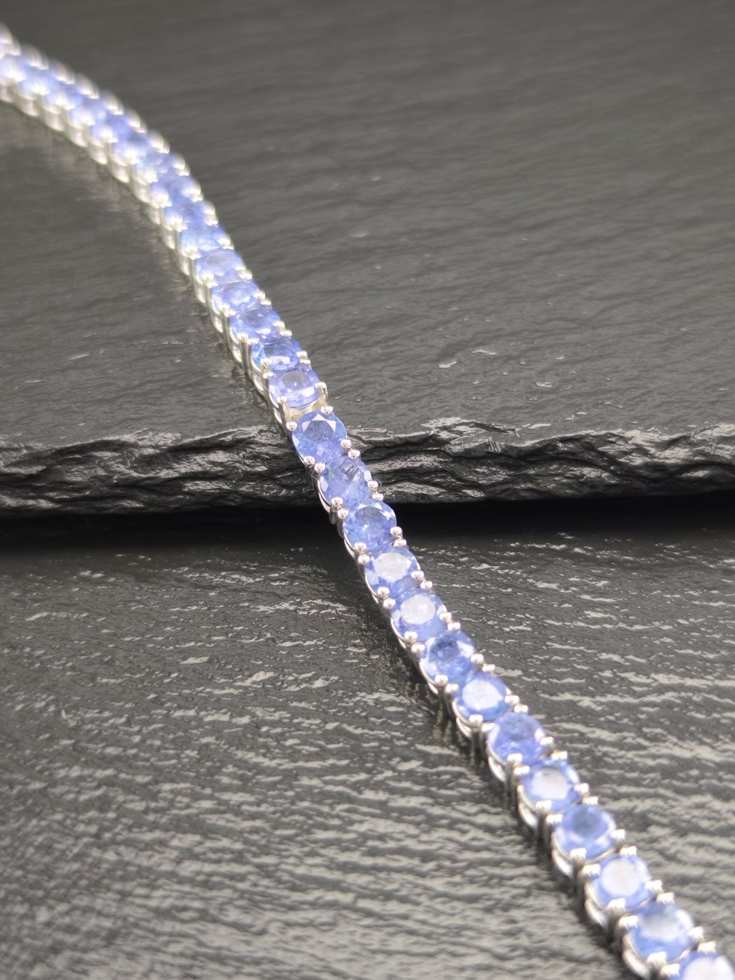 Vintage Included 14ctw Tanzanite Line Bracelet Sterling Silver