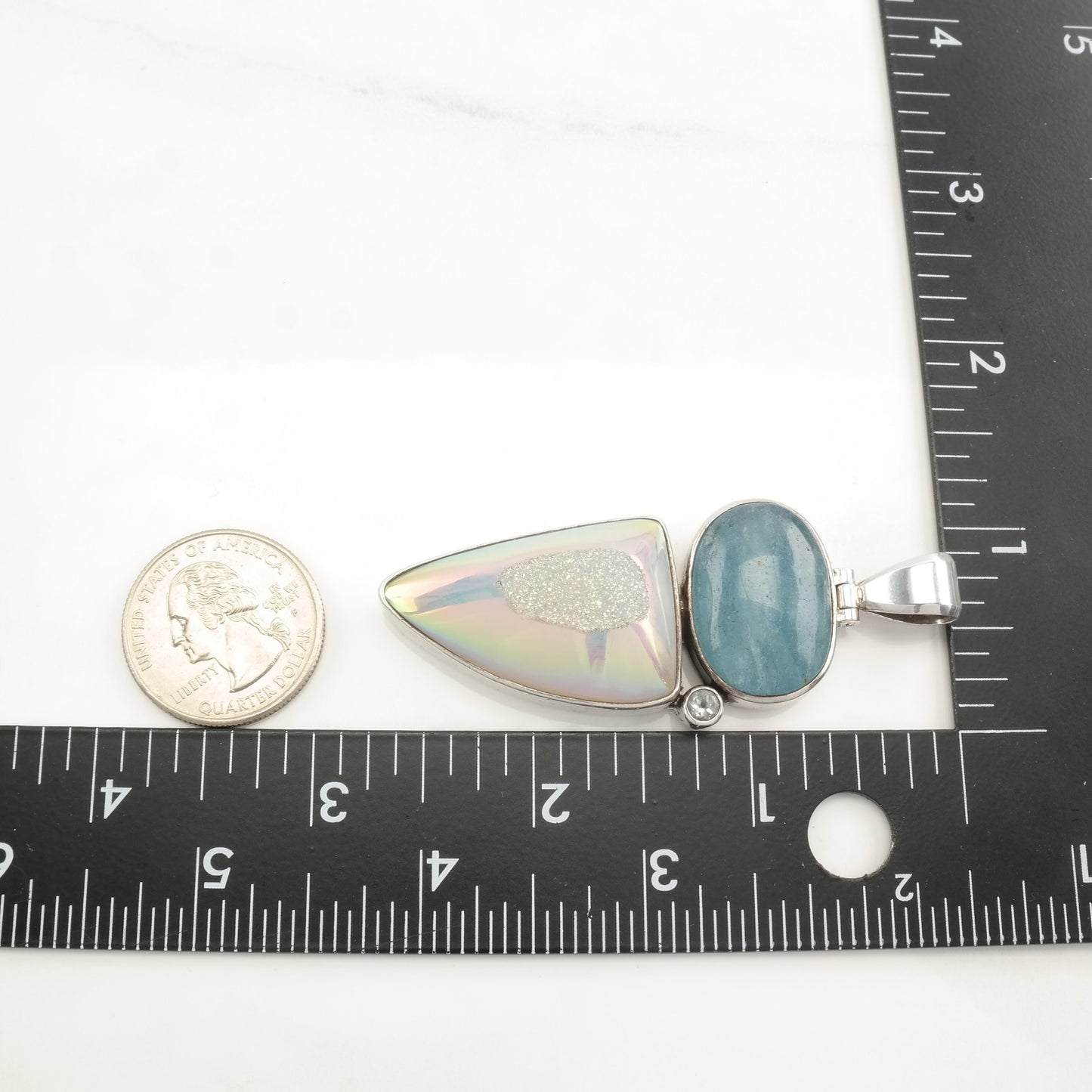 Starborn Blue Gemstone, Druzy Sterling Silver Pendant P2098