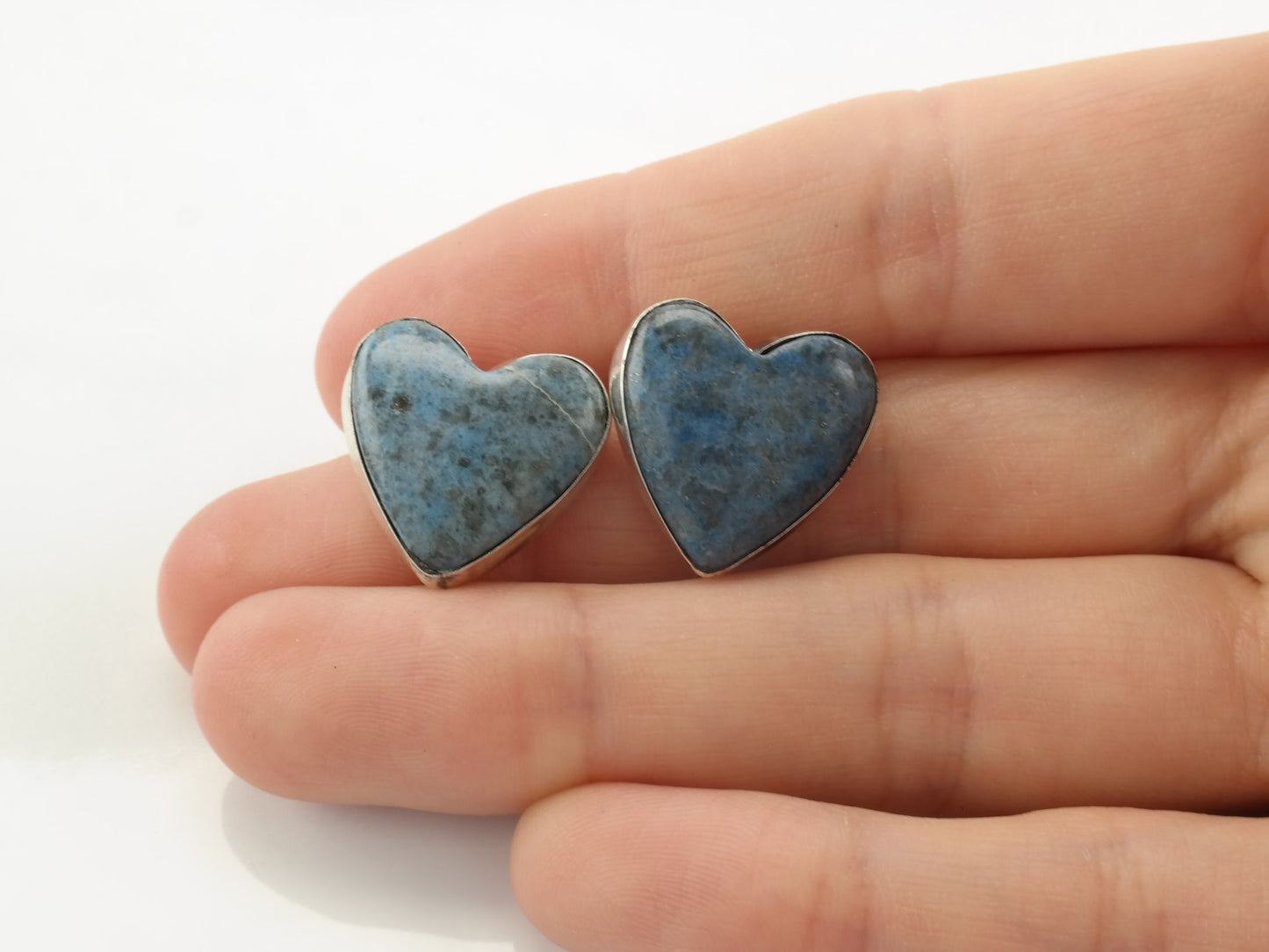 Southwest Sterling Silver Lapis lazuli Heart Earrings Stud