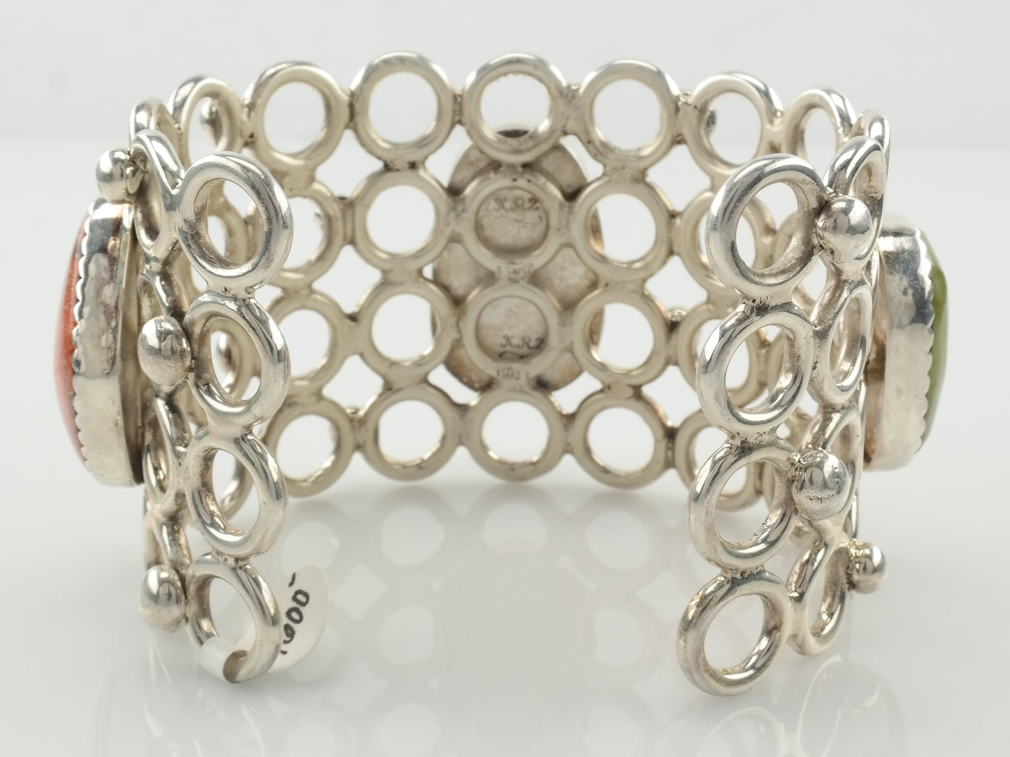 Turquoise Coral Sterling Cuff Bracelet Silver