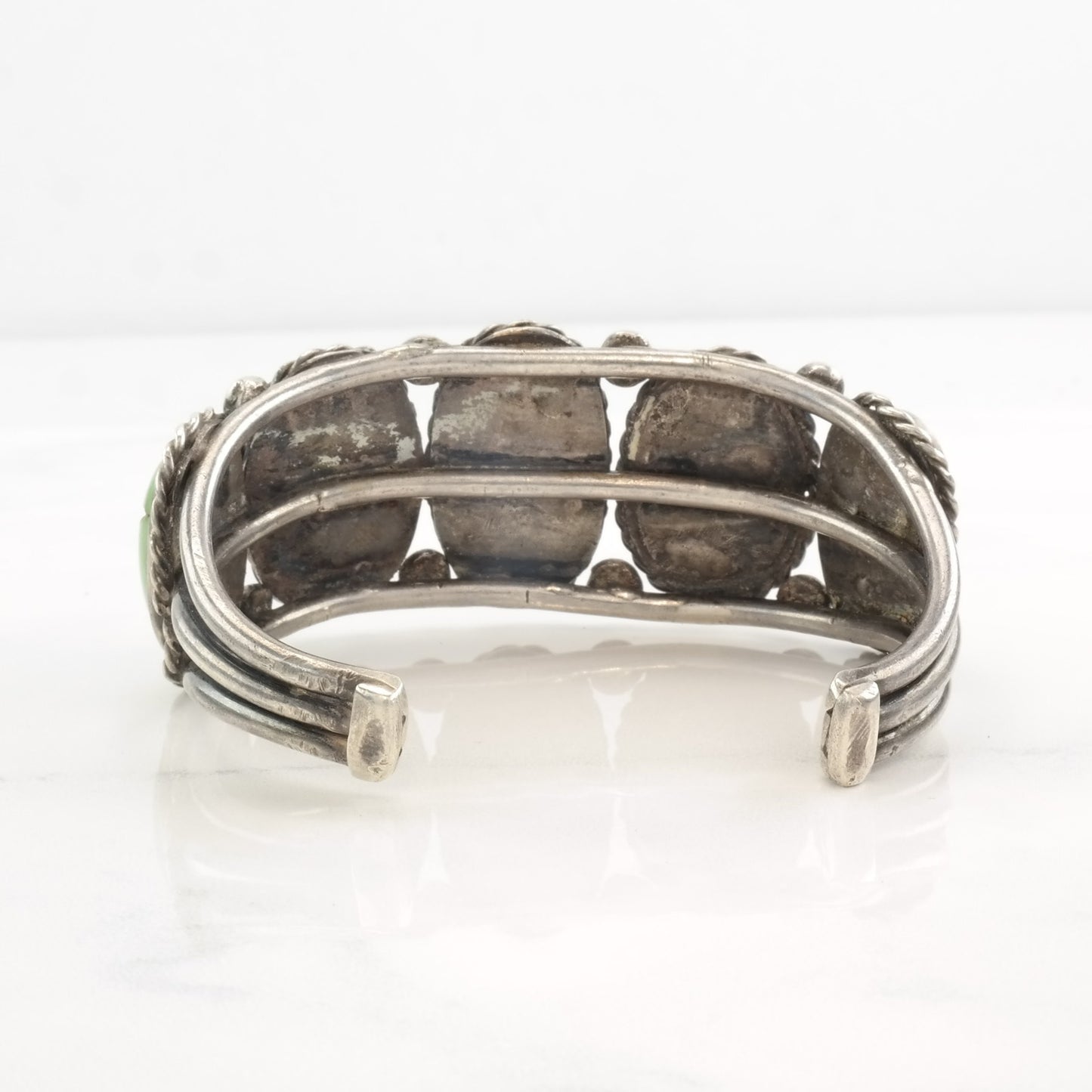 Early, Native American Sterling Silver Cuff Bracelet Cerillos, Turquoise 5 Stone