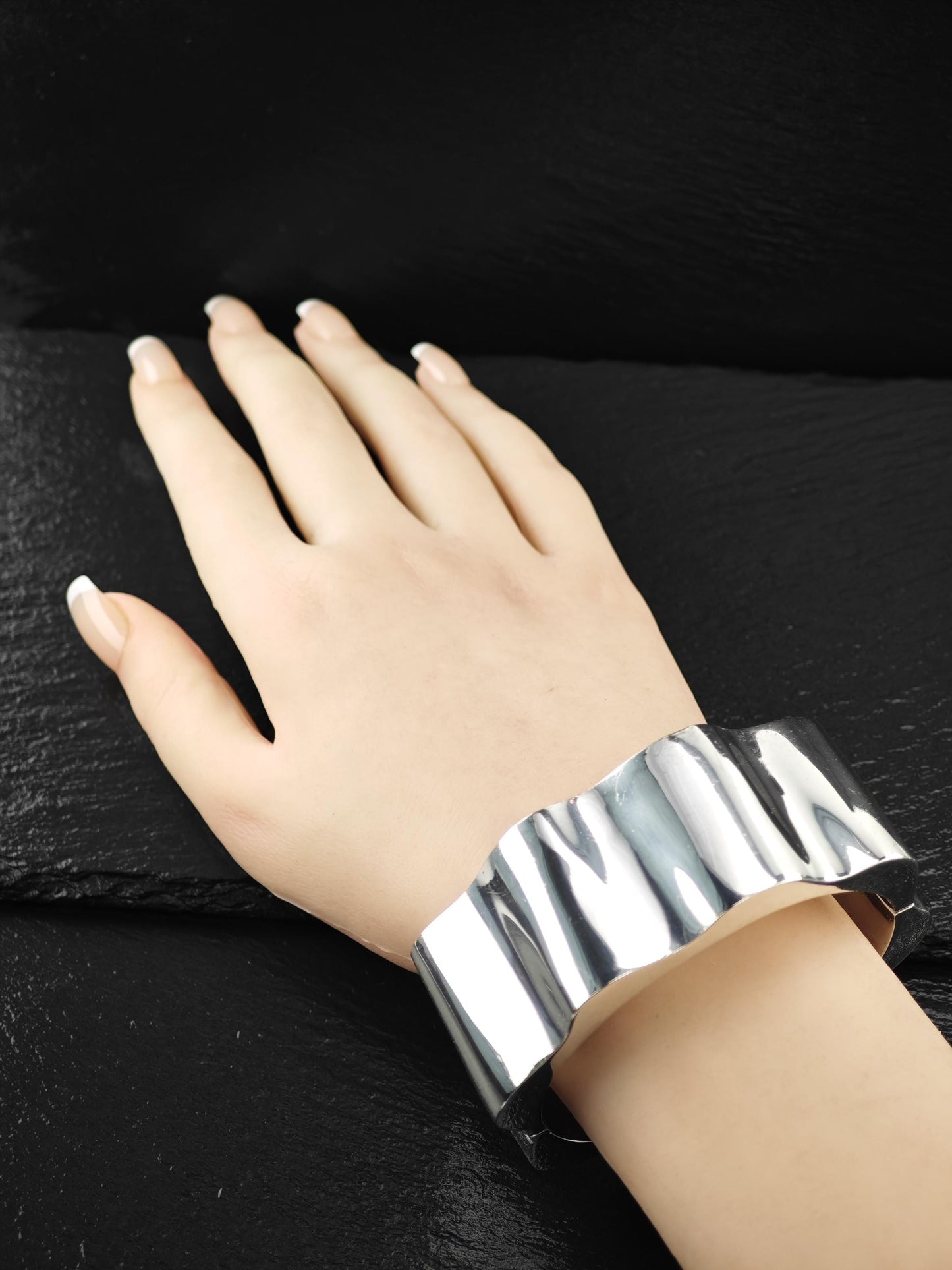 Taxco Mexico, Abstract Cuff Bracelet Sterling Silver