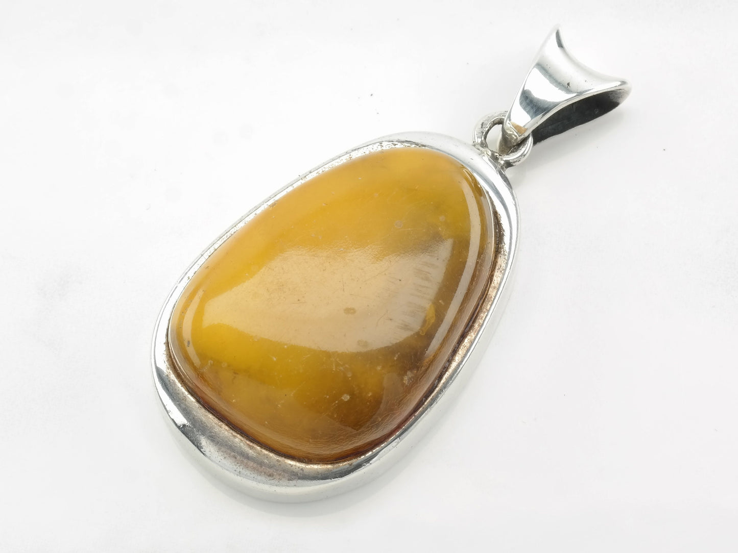 Vintage Boho Amber Sterling Silver Pendant