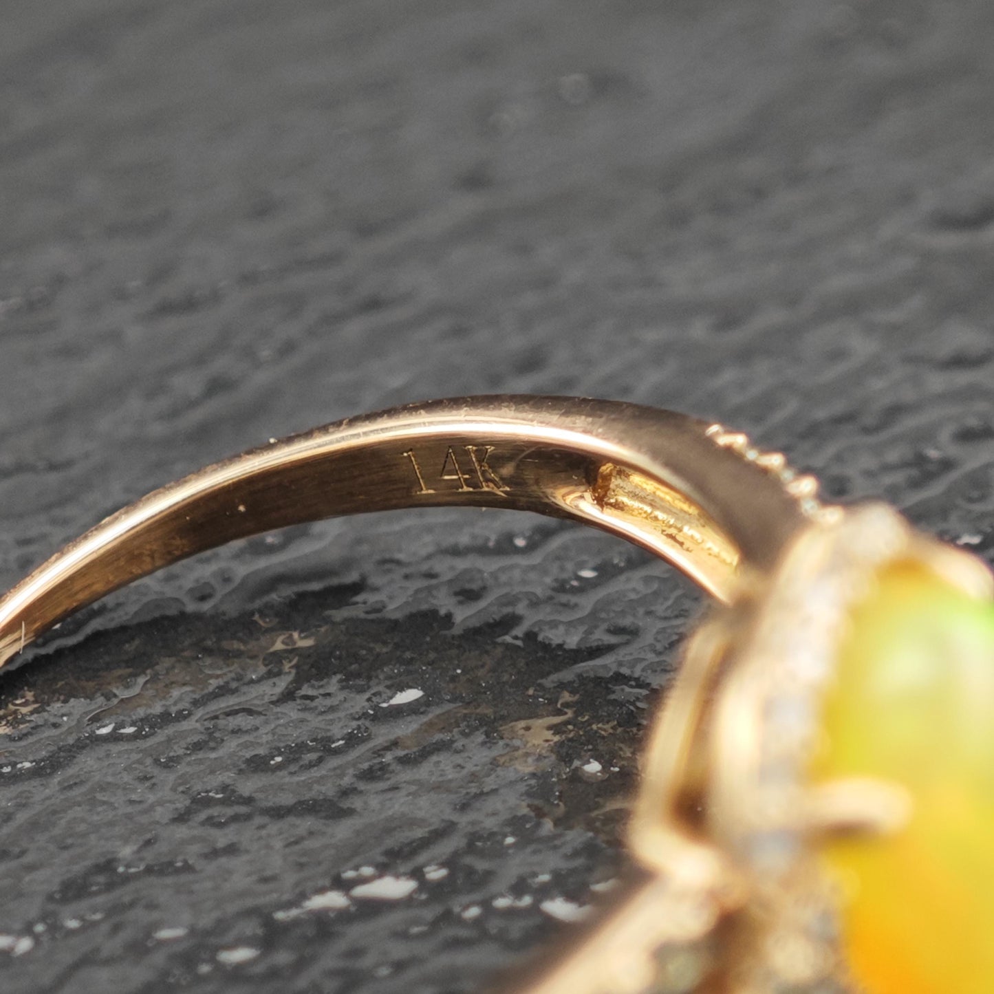 LeVian 14K Rose Gold Teardrop Opal Diamond Ring