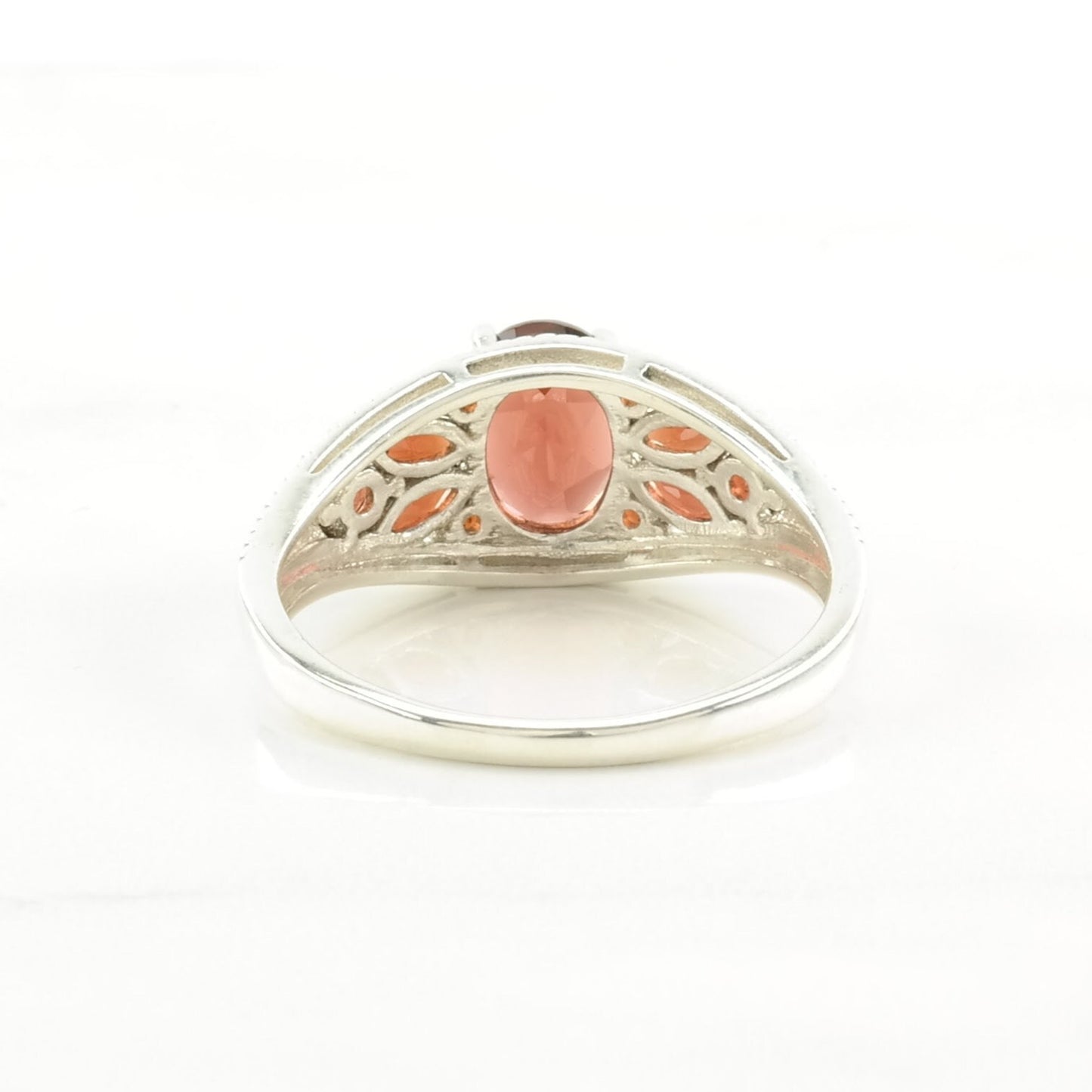 Vintage Sterling Silver Ring, Garnet Red Size 10