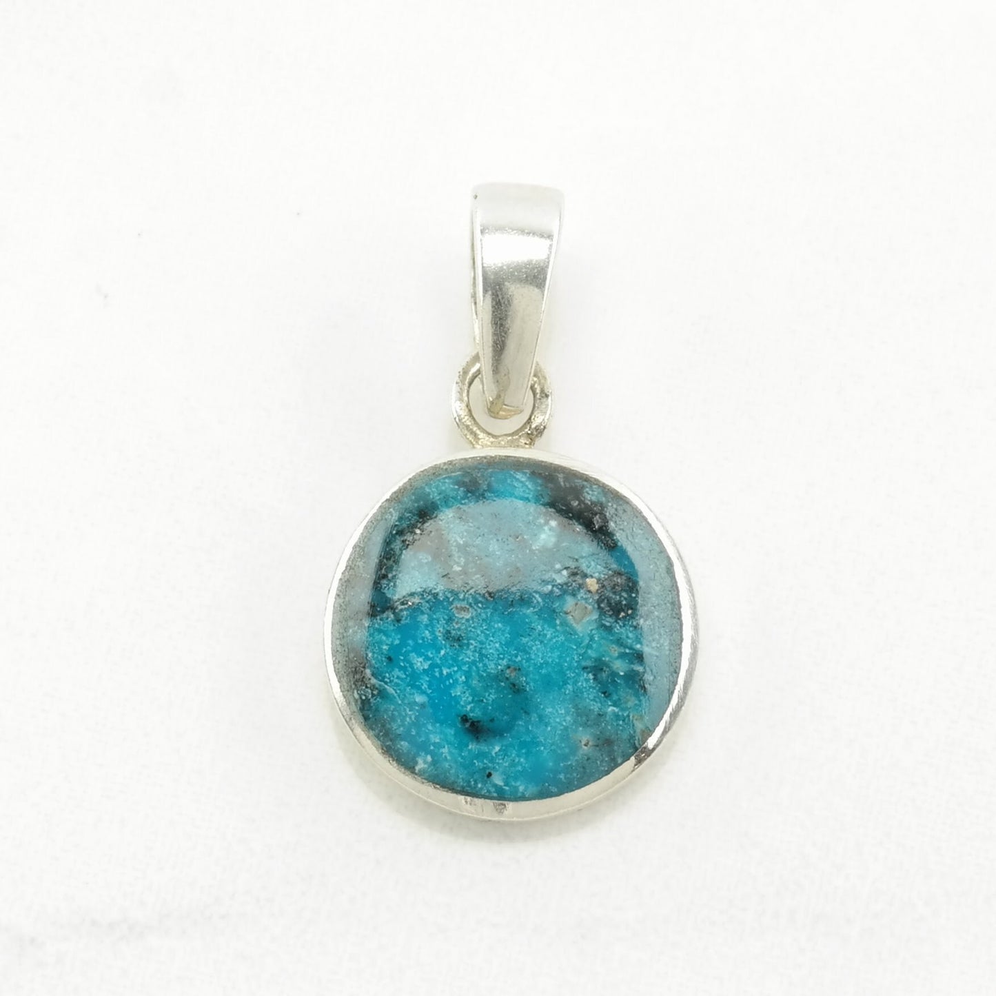 Choice Sw Turquoise Circle Sterling Silver Pendant P2207