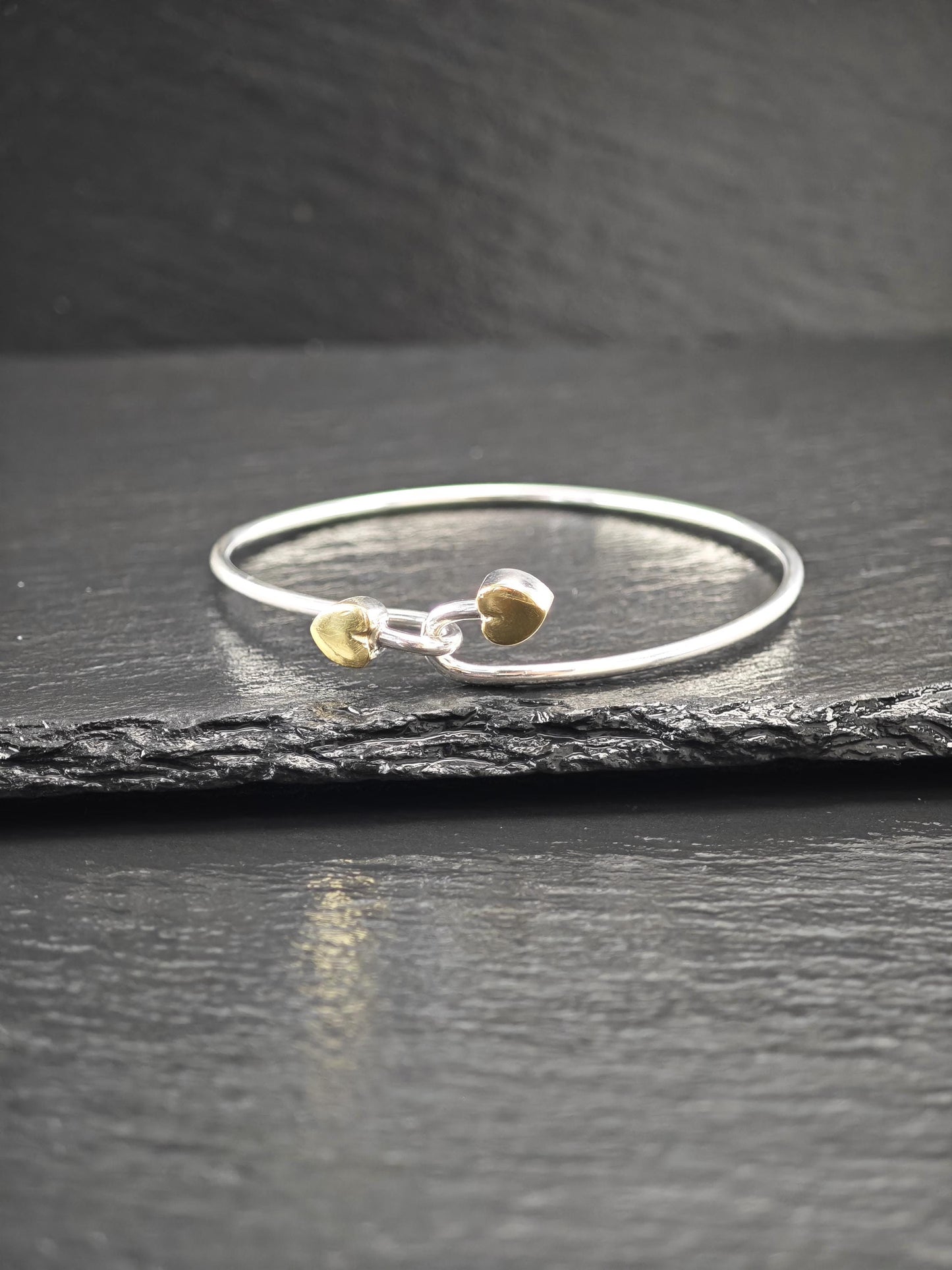 Tiffany & Co. 18K Gold, Heart Bangle Bracelet Sterling Silver