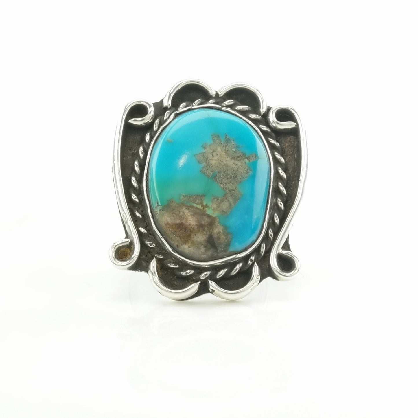Vintage Sterling Silver Ring Turquoise Blue Size 6 1/4