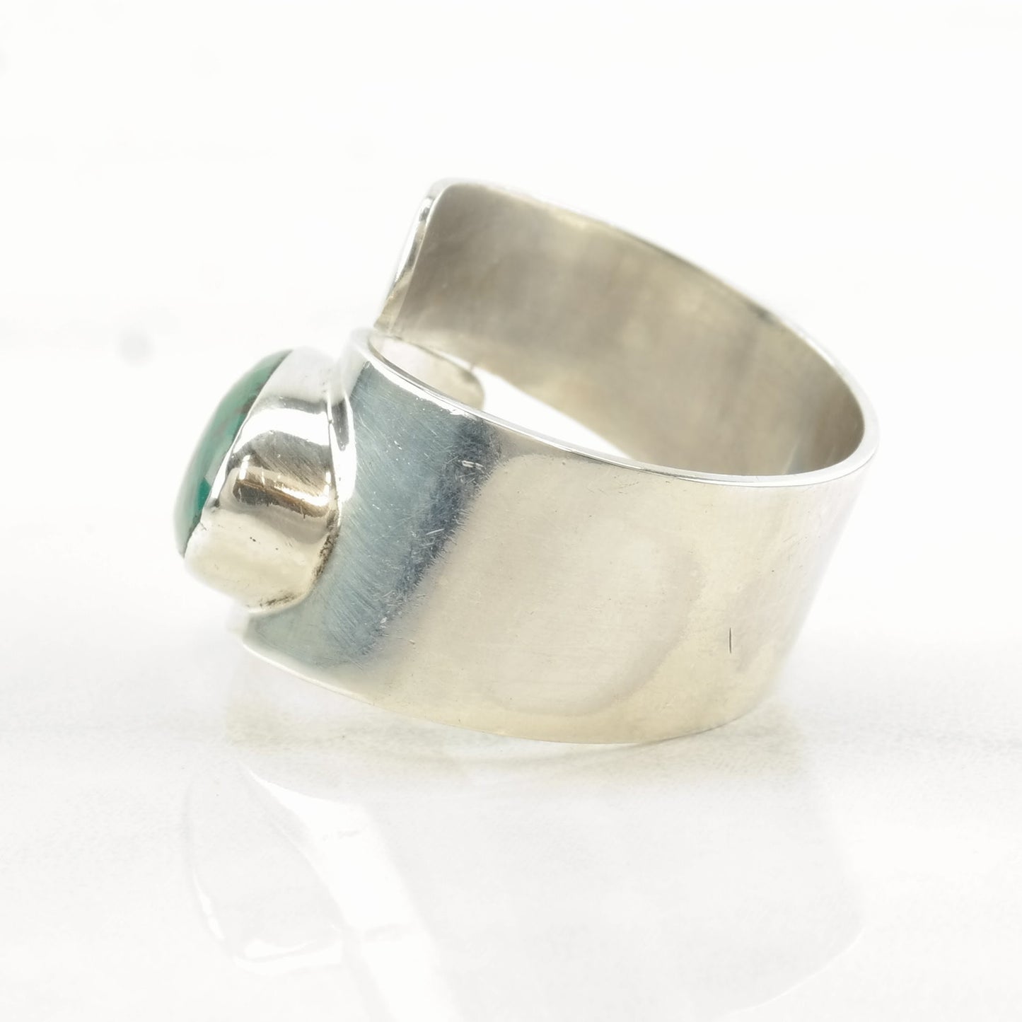 Vintage Sterling Silver Ring Teal Gemstone Wrap Size 7 1/2