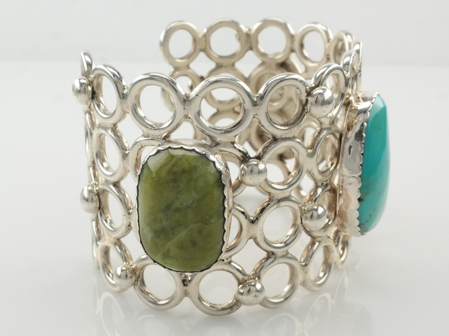Turquoise Coral Sterling Cuff Bracelet Silver