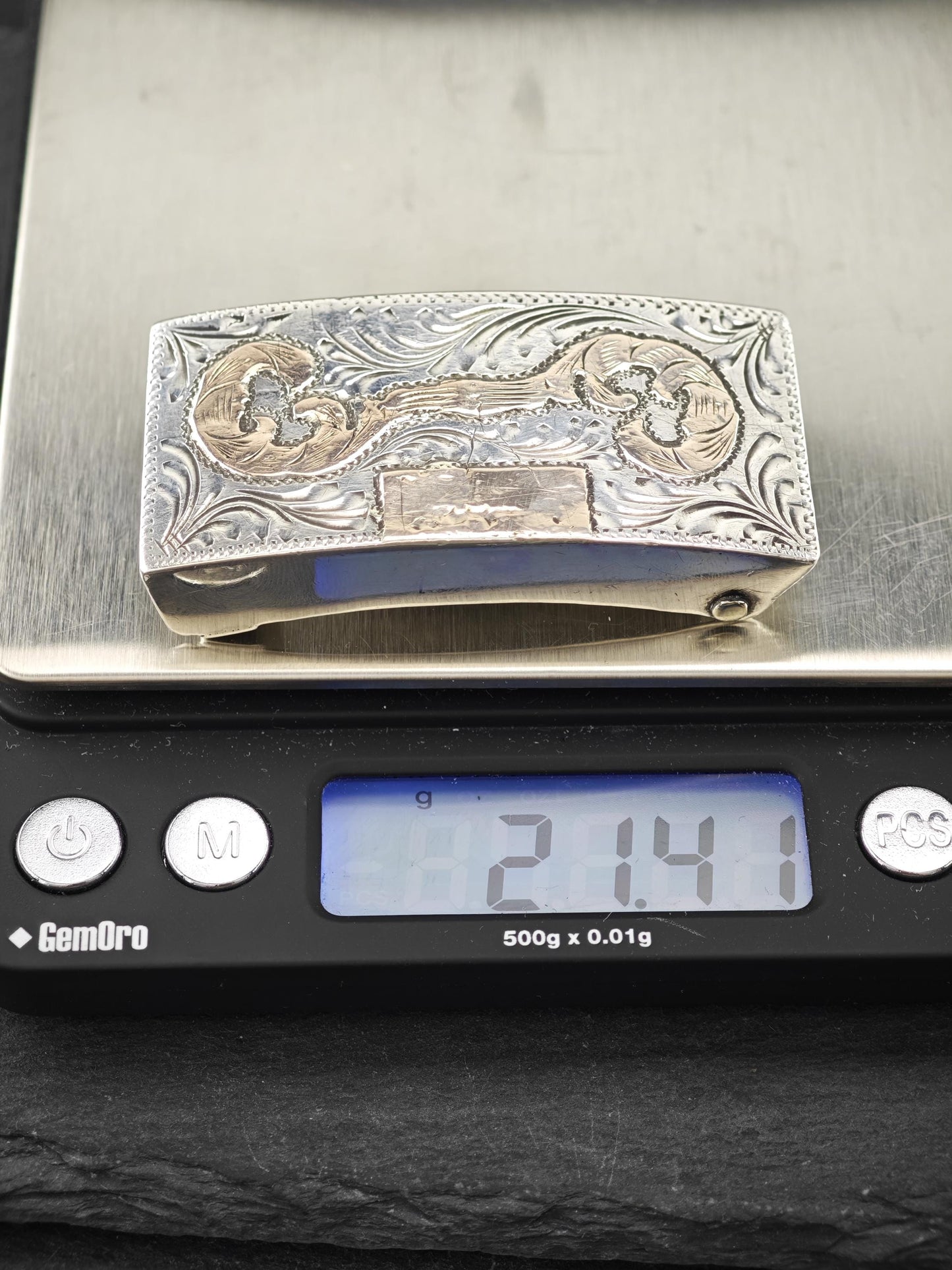 Vintage Mexico Western Sterling Silver Belt Buckle