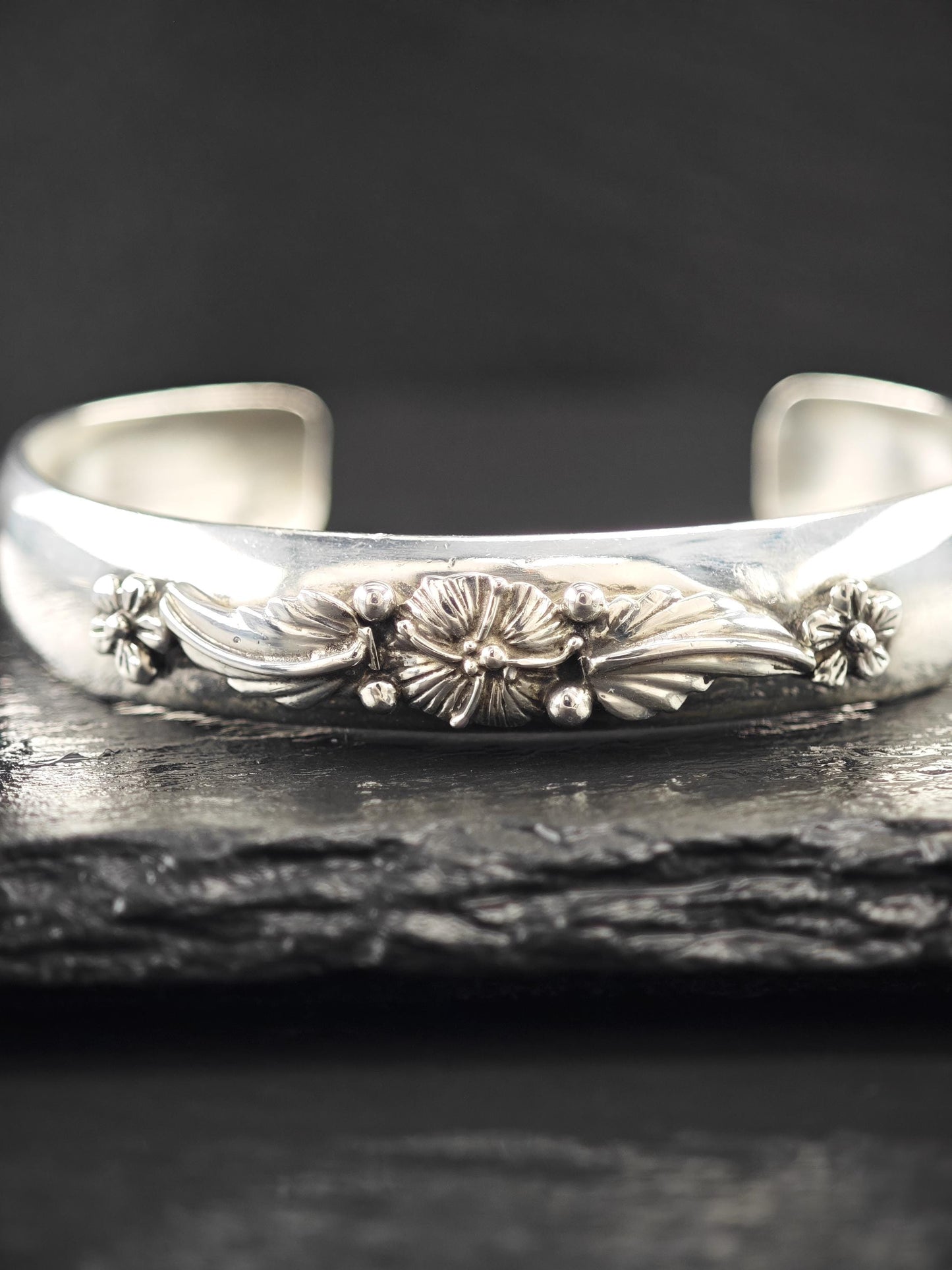Carol Felley Floral Cuff Bracelet Sterling Silver, Stackable