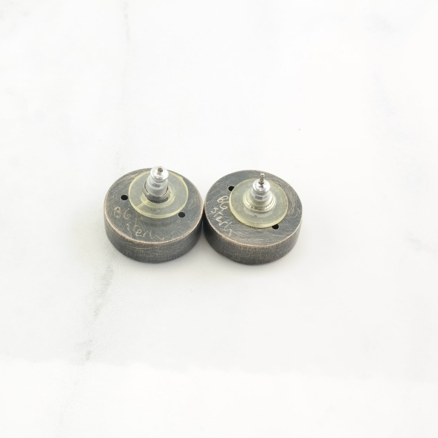 Earrings Sterling Silver Circle Oxidised Stud