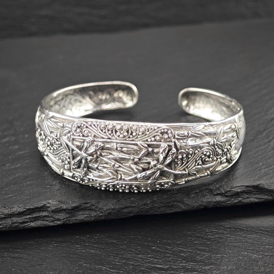 Vintage Sarada, Dragonfly Cuff Bracelet Sterling Silver