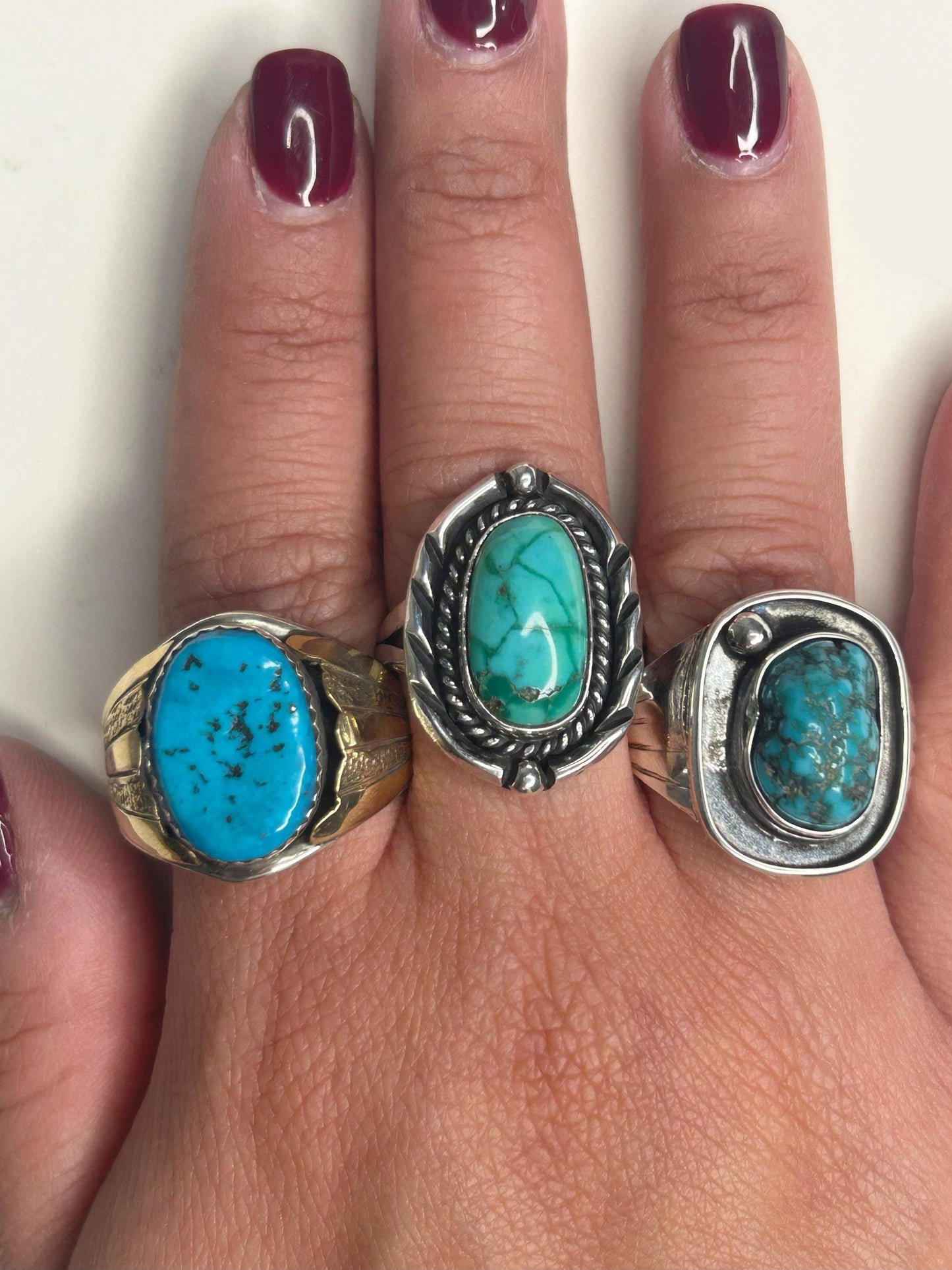Vintage Southwest Turquoise Sterling Silver Ring Size 9 1/2