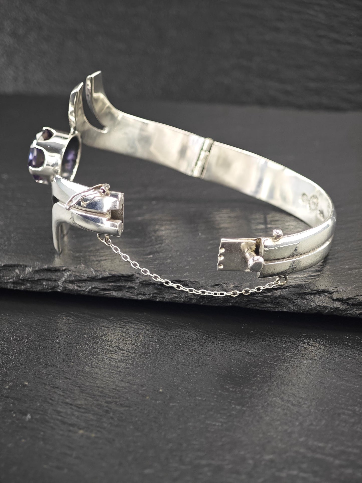 Taxco Color Change Corundum, Bangle Bracelet Sterling Silver