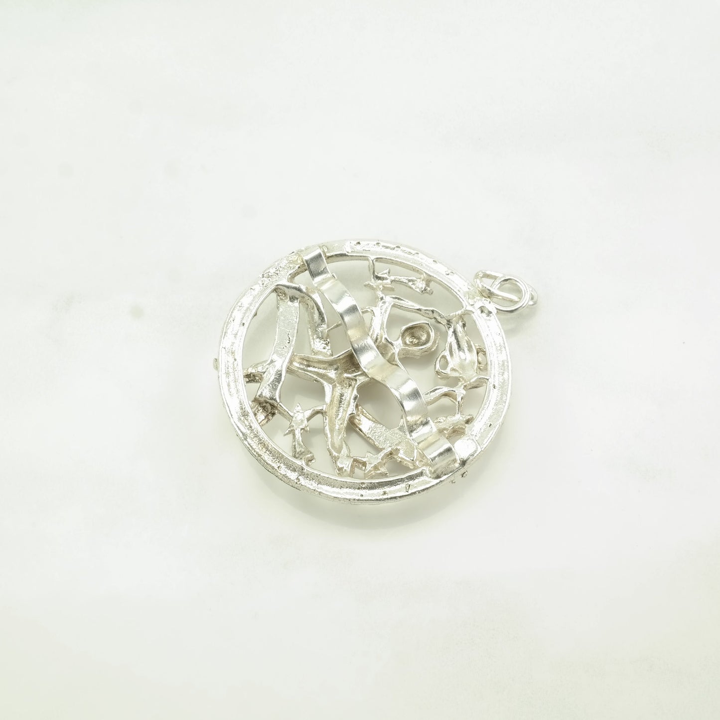 Antique, Art Nouveau Aquarius Figure, Zodiac Sterling Silver Pendant P2398