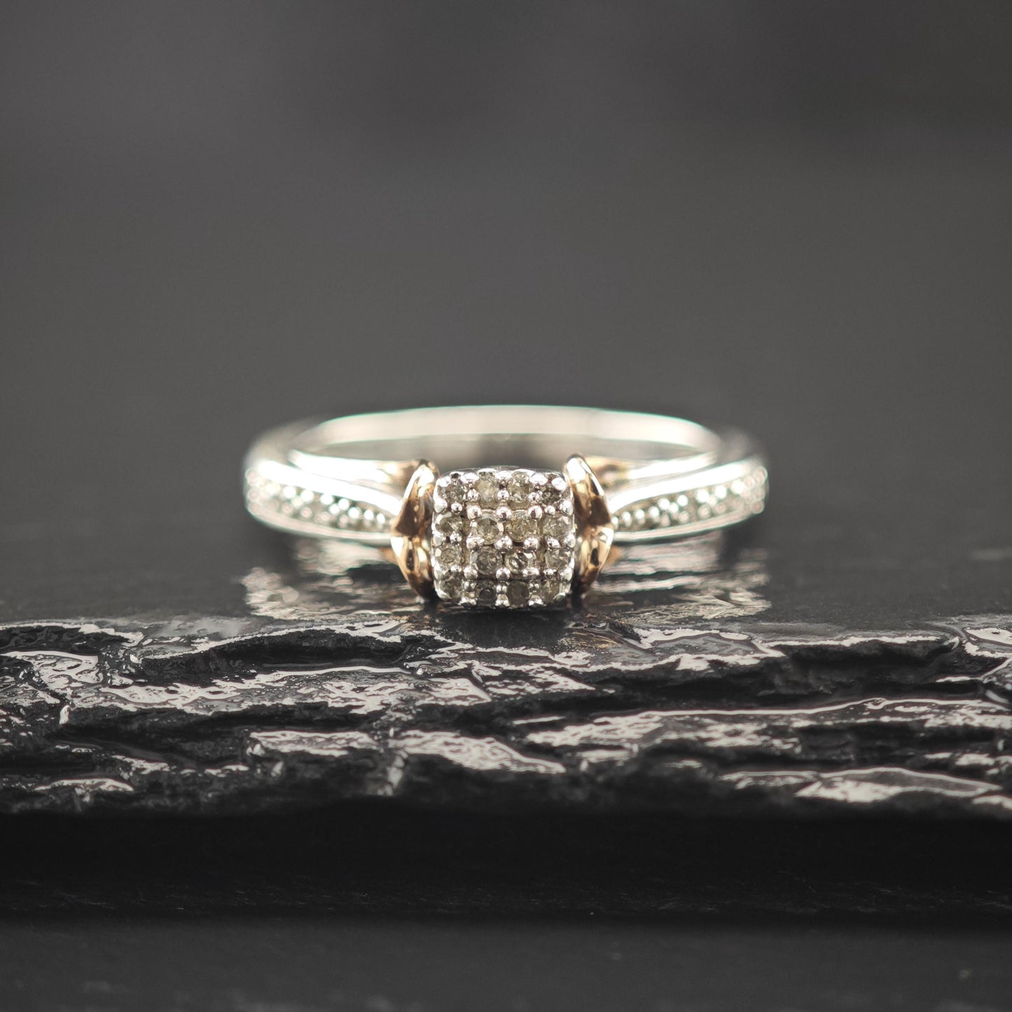 Diamond 10K Gold Accent Ring Sterling Silver