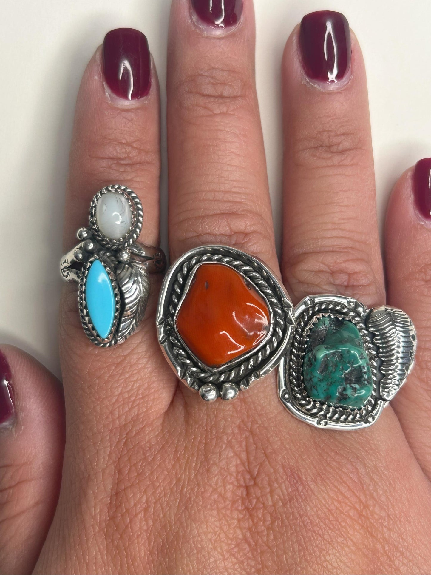 Vintage Native American Turquoise Sterling Silver Ring Size 9