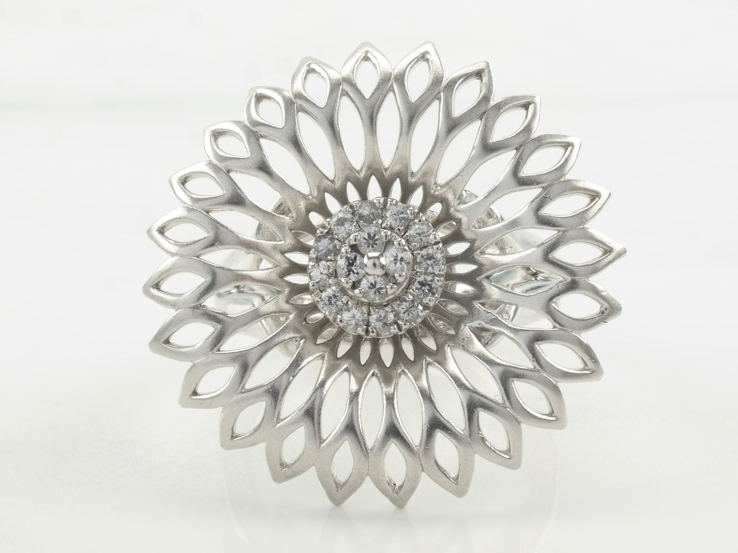 Vintage Gabriel & Co. Silver Ring White Topaz Flower Sterling Size 7