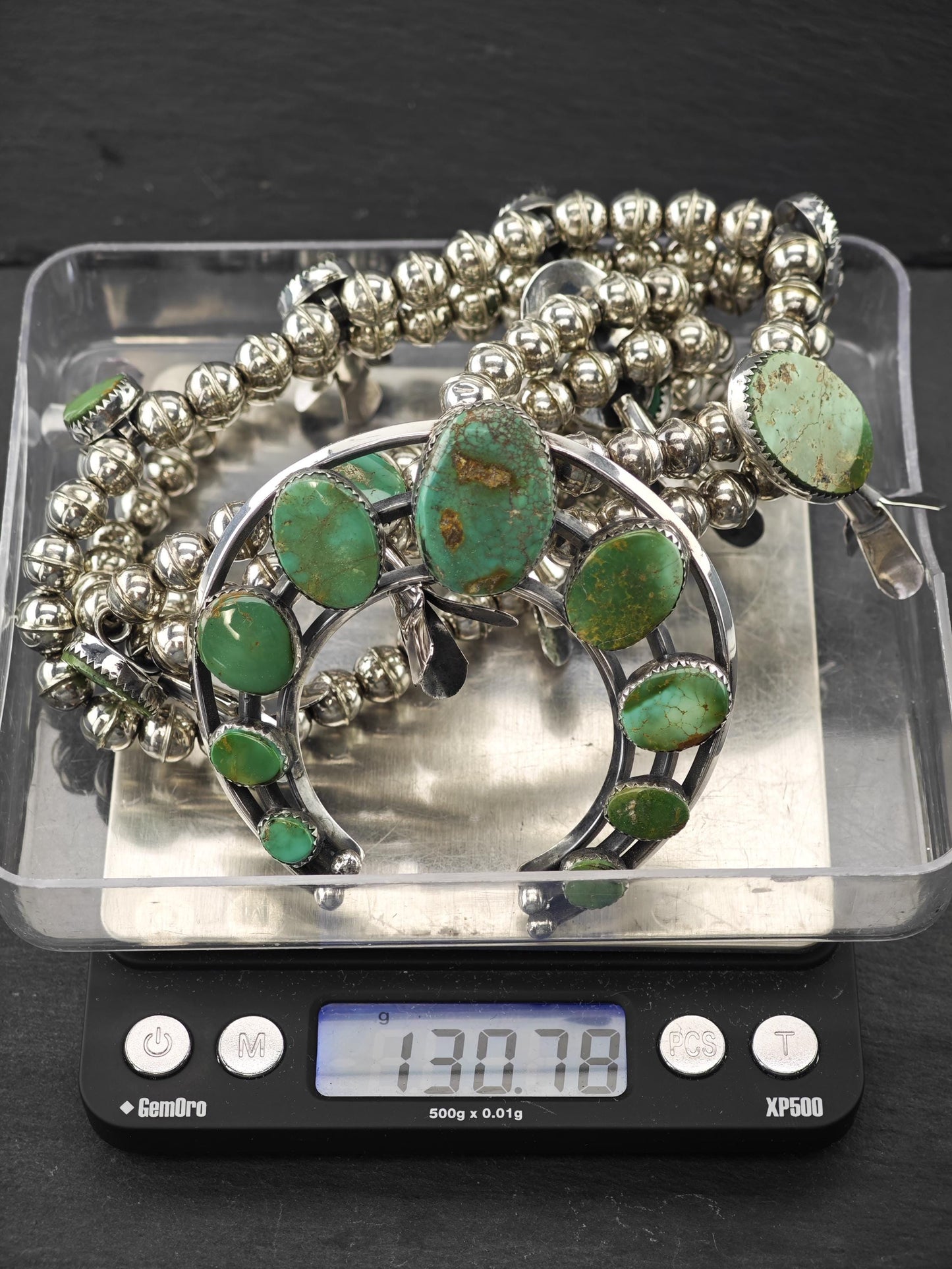 Vintage Southwest Sterling Silver, Pilot Mountain Squash Blossom Necklace