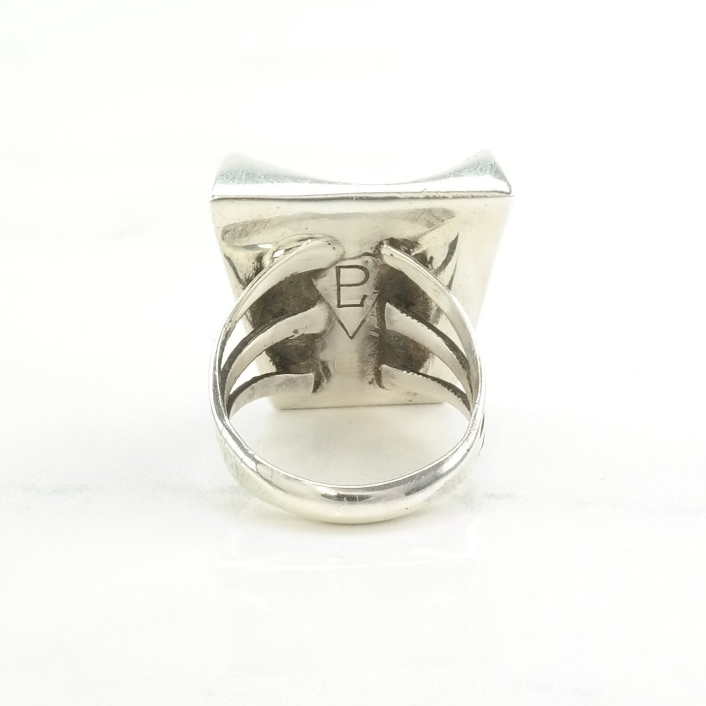 Vintage Native American Silver Ring Turquoise Overlay Sterling Blue Size 6 1/2