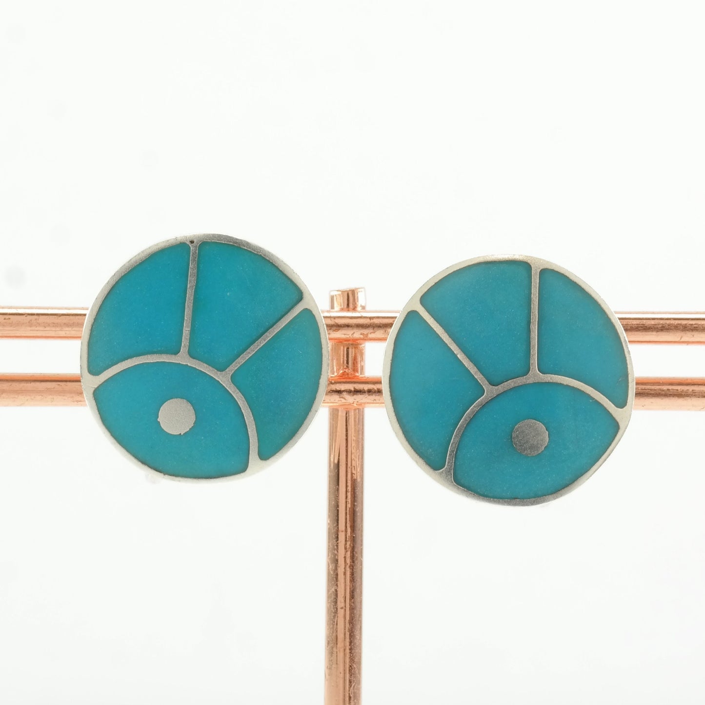 Native Sterling Silver Turquoise Inlay Earrings Screw back ER2493