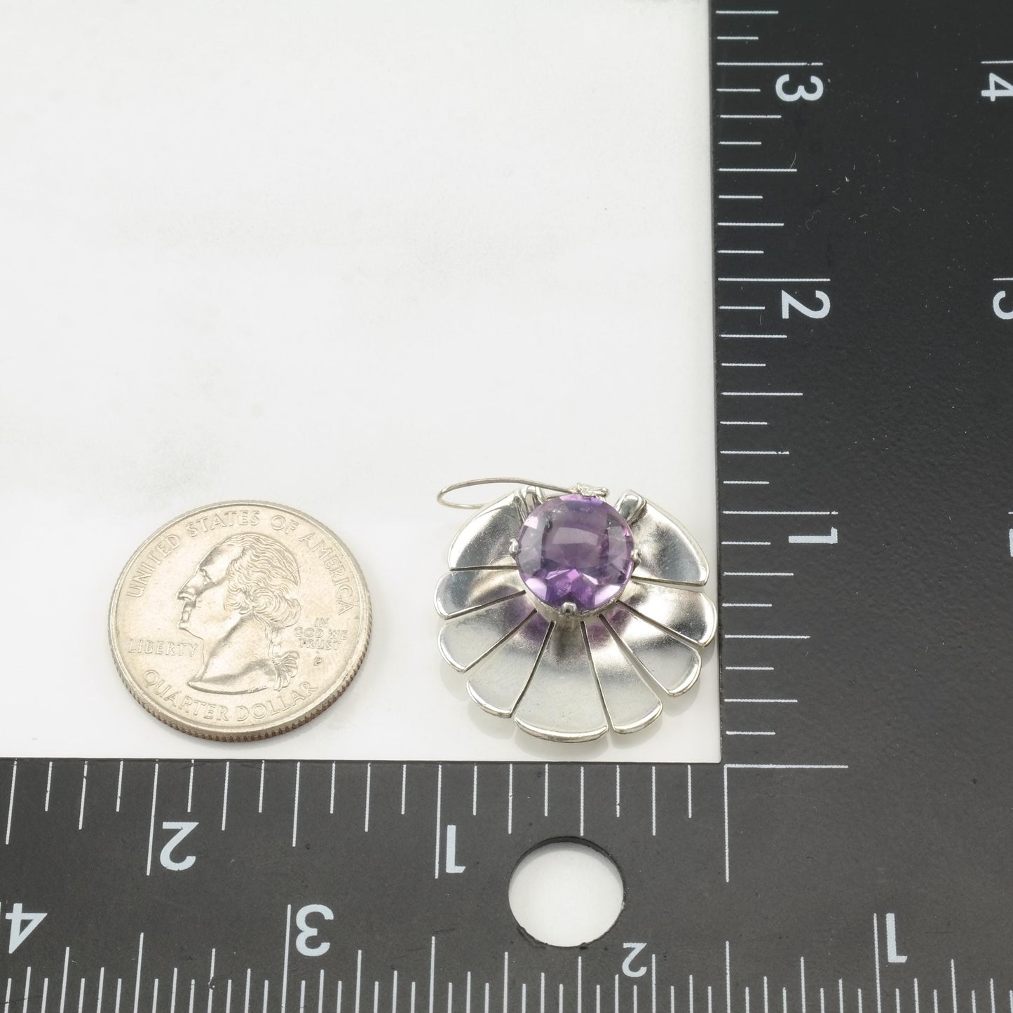 Vintage Amethyst Shell Sterling Silver Kidney Wire Earrings