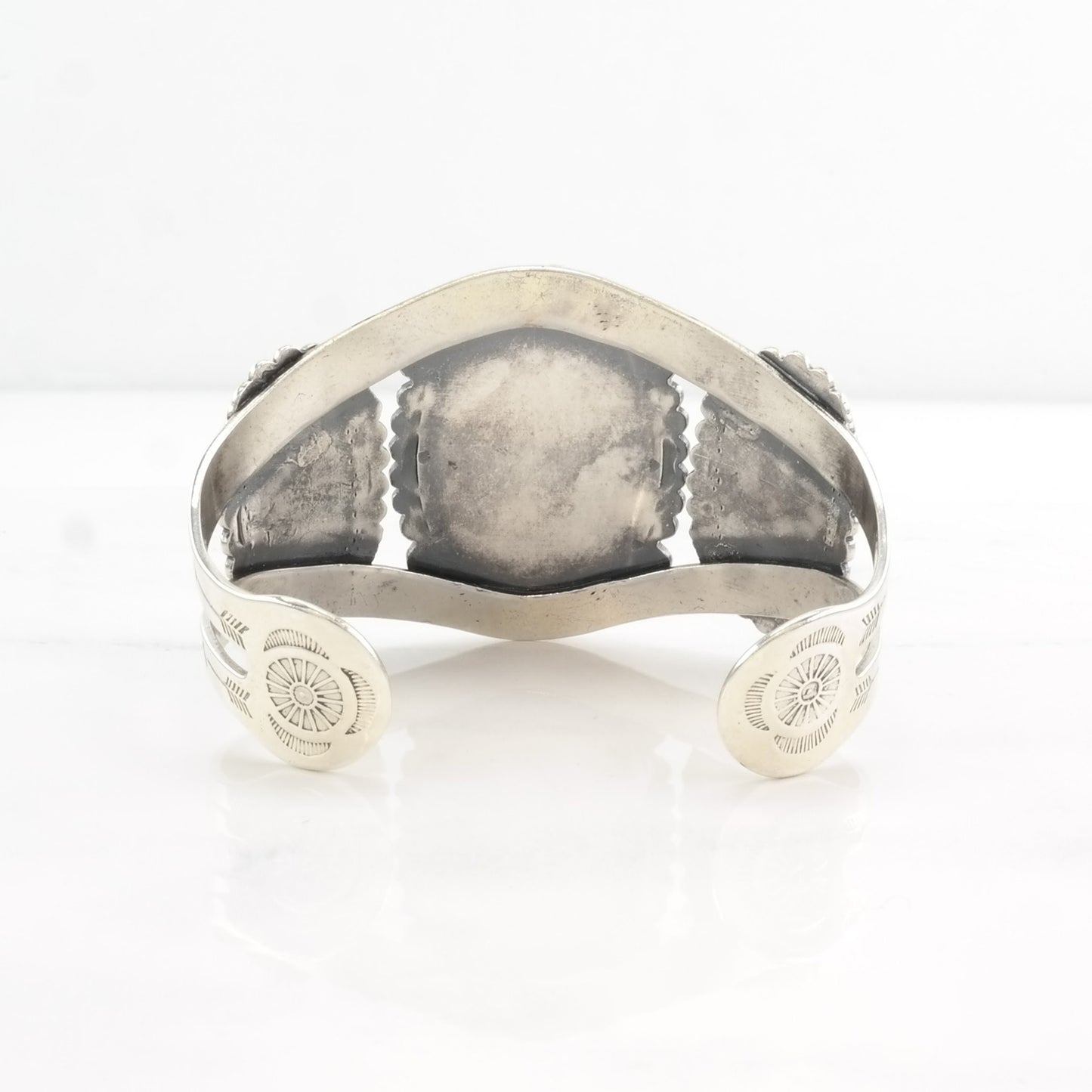 Fred Harvey Era Block Turquoise Cuff Bracelet Sterling Silver Blue Stamped