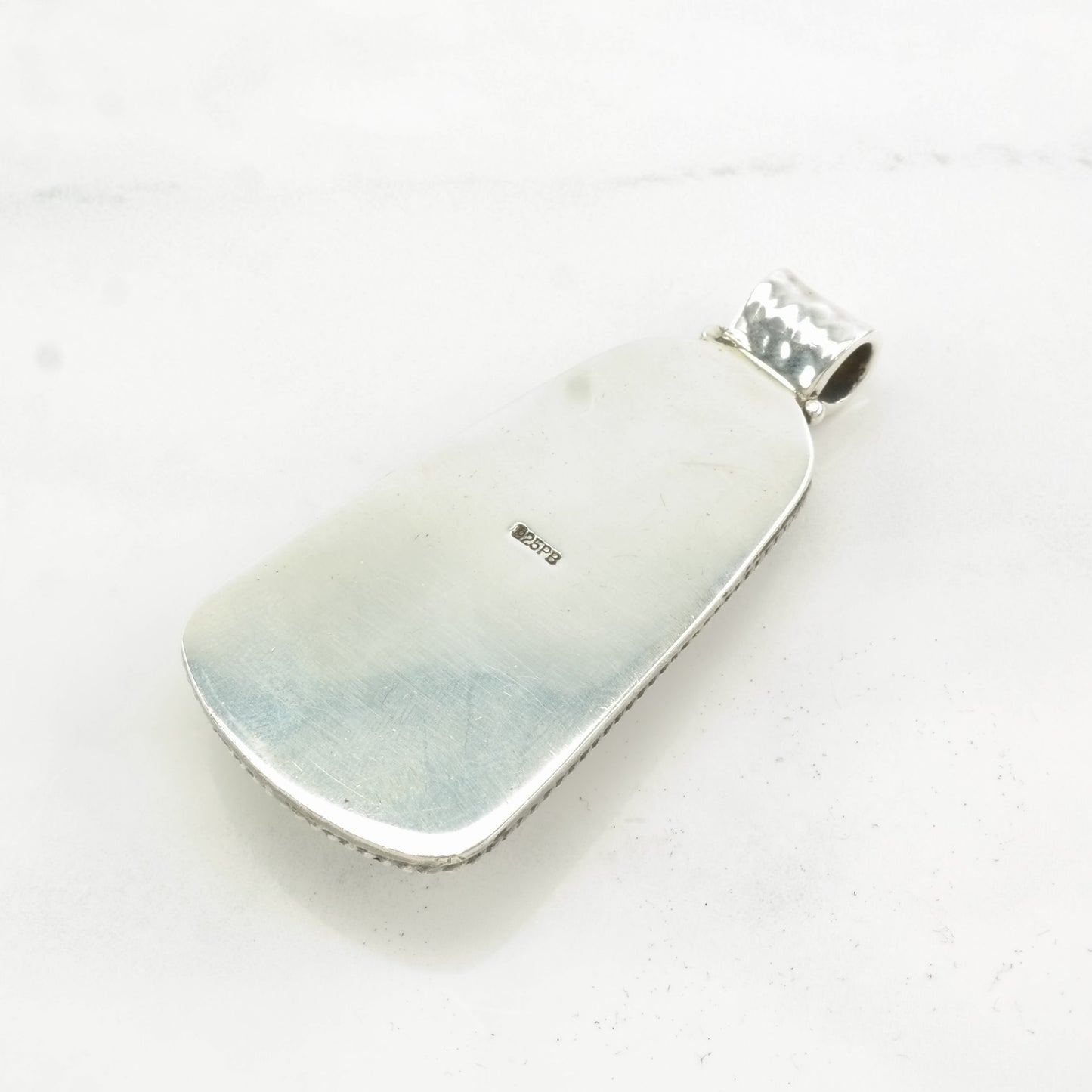 Vintage Amber Garnet Sterling Silver Pendant