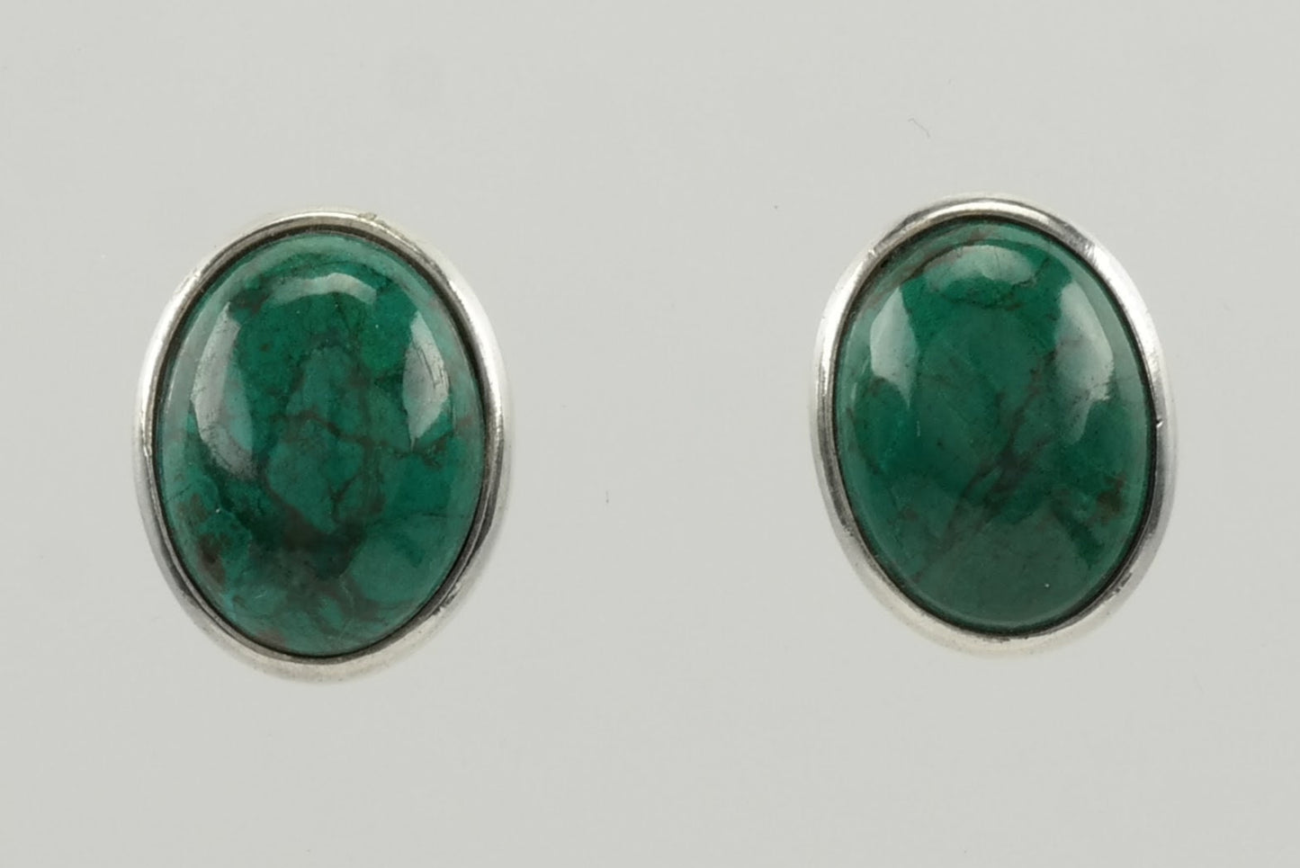 Modernist Sterling Silver Azurite Oval Earrings