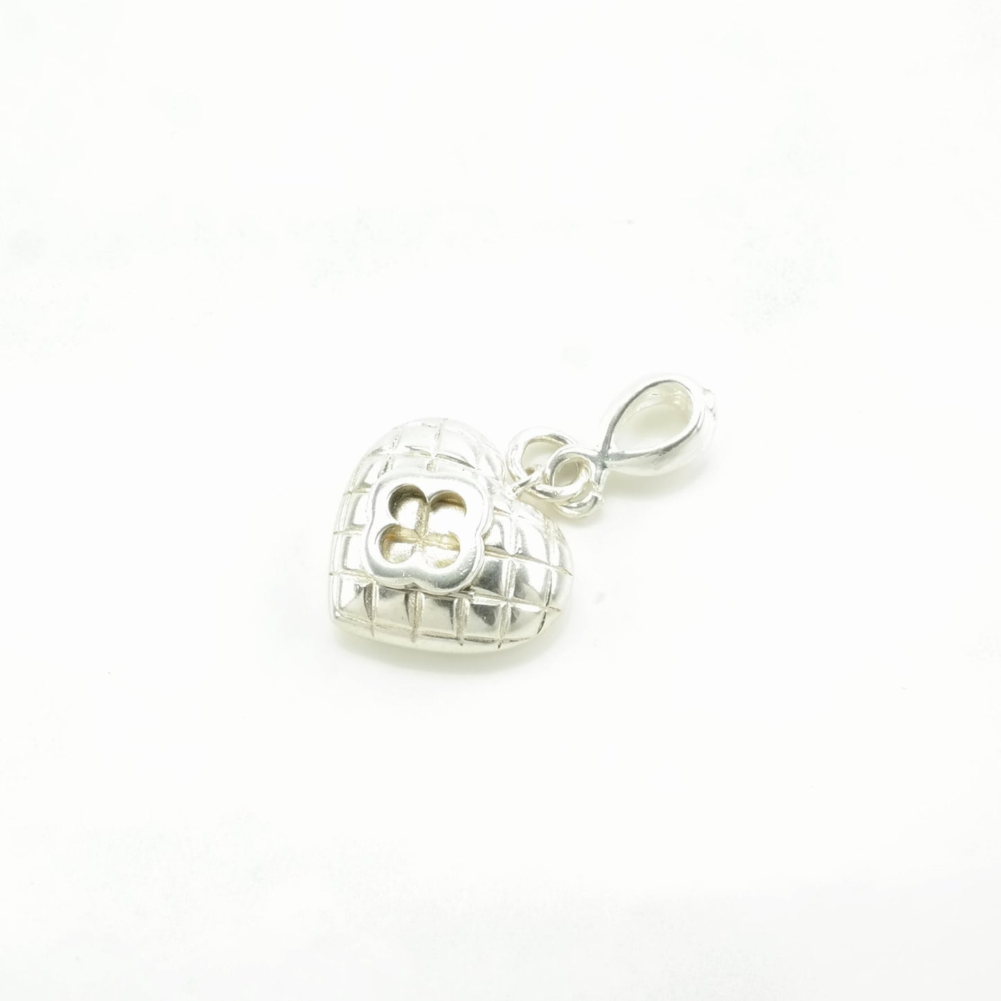 Vintage Heart Clover Sterling Silver Pendant