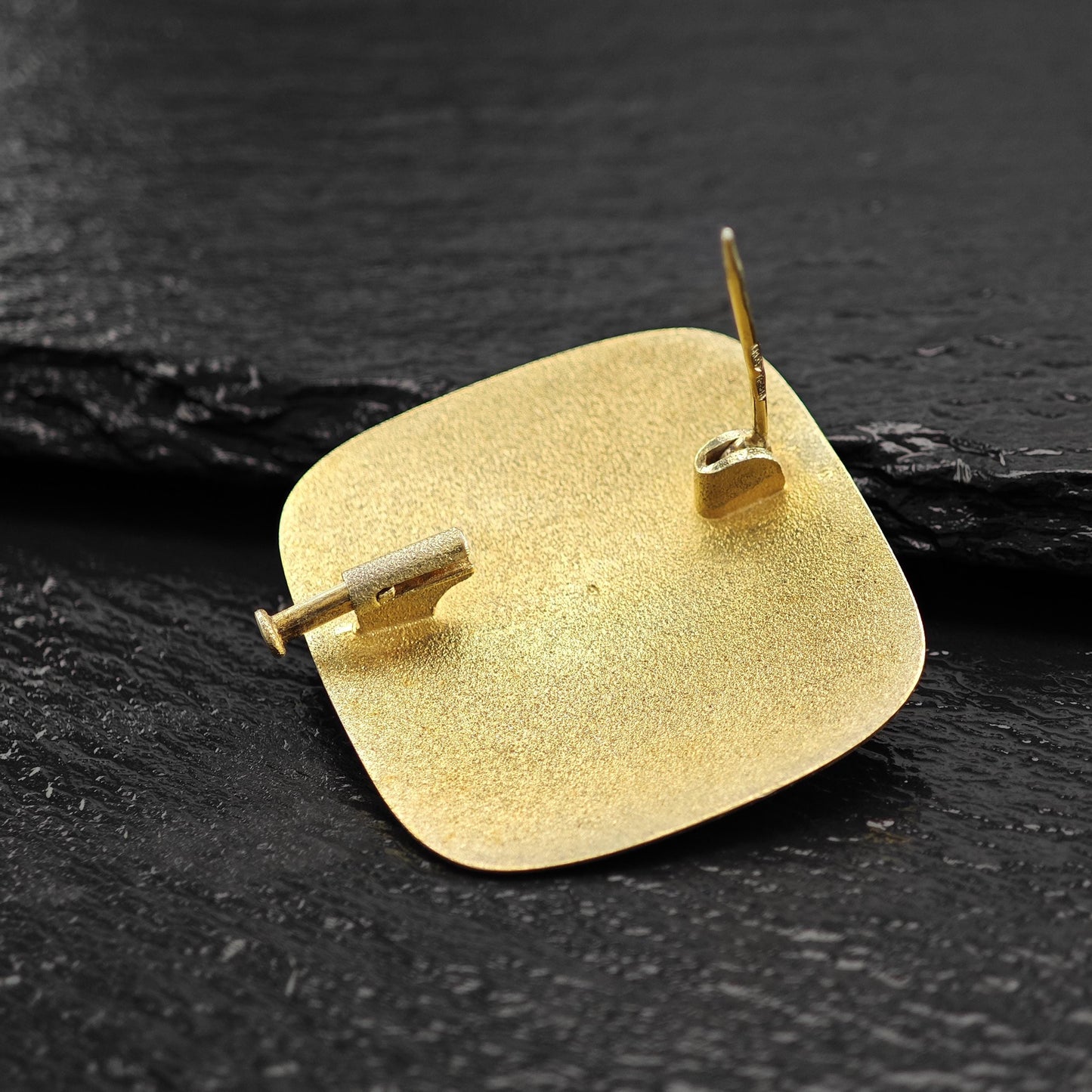 Vintage Soviet Gold Gilded, Niello Sterling Silver Brooch