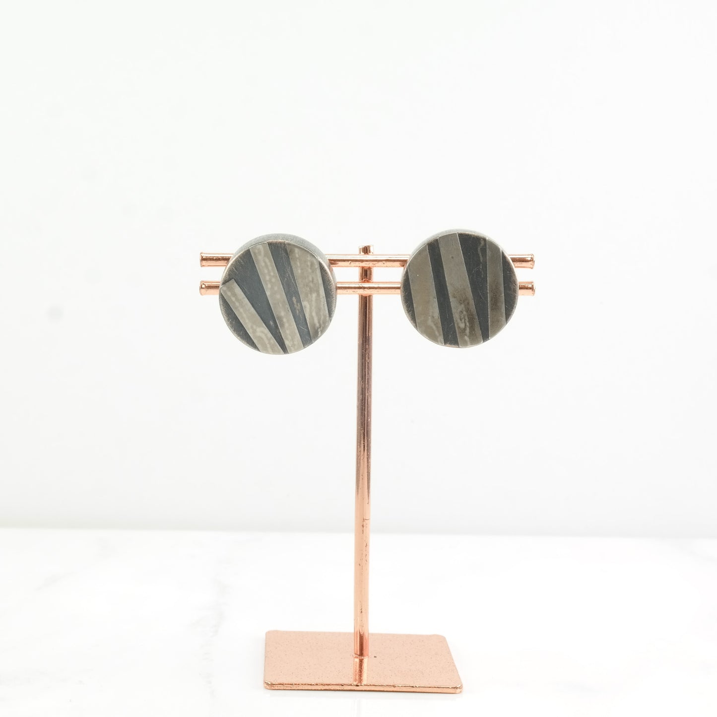 Earrings Sterling Silver Circle Oxidised Stud