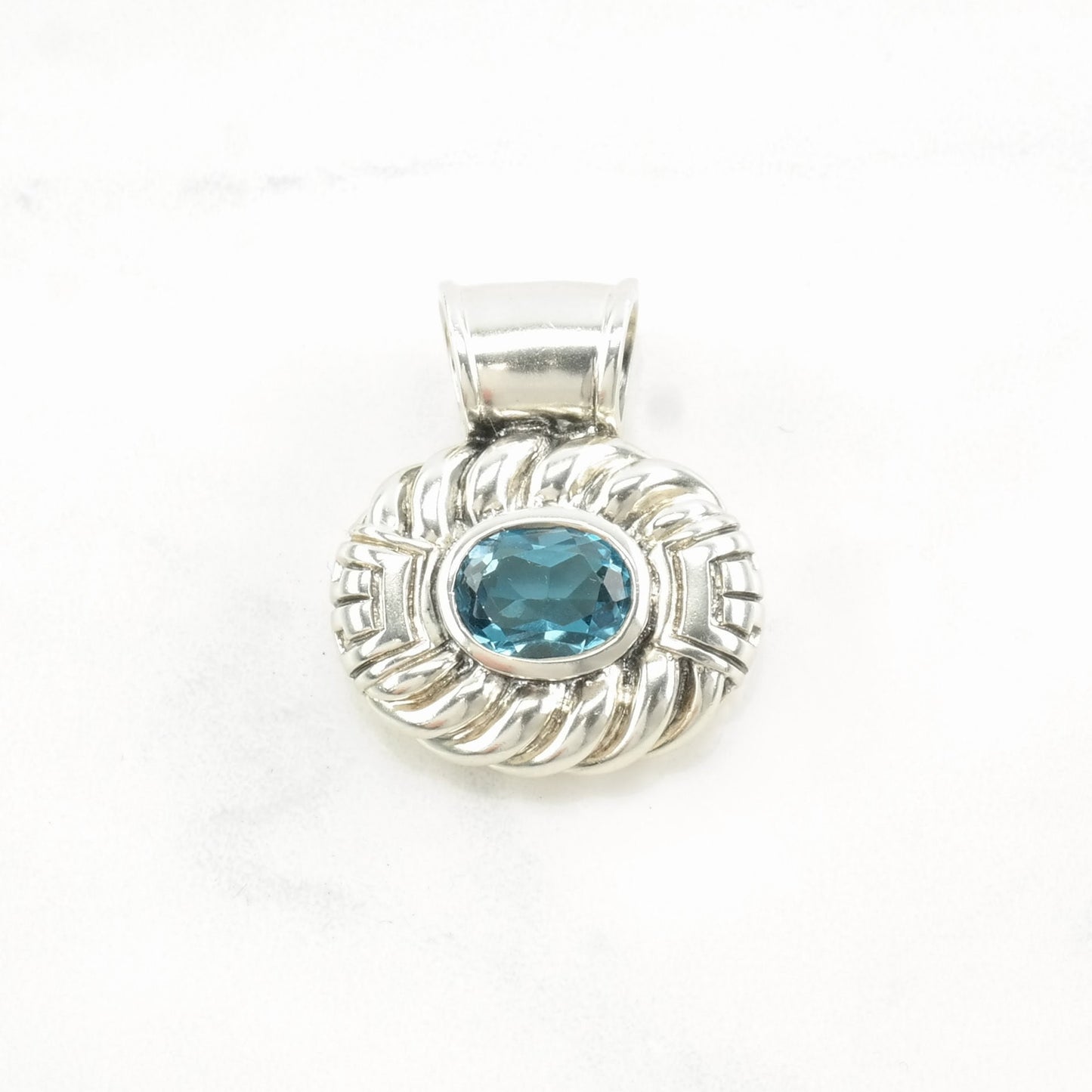 Vintage CNA Topaz Rope Sterling Silver Pendant