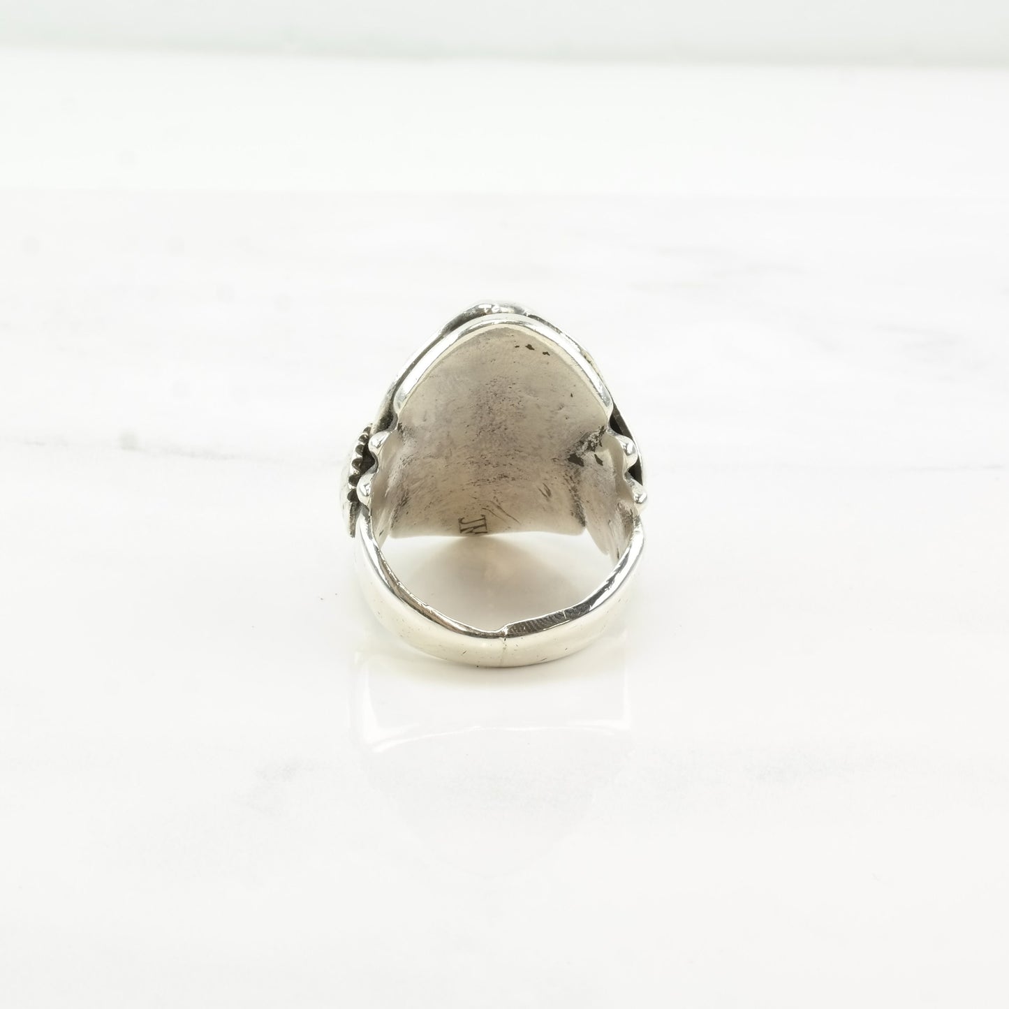 Vintage Navajo Silver Ring Turquoise Leaf Sterling Size 9