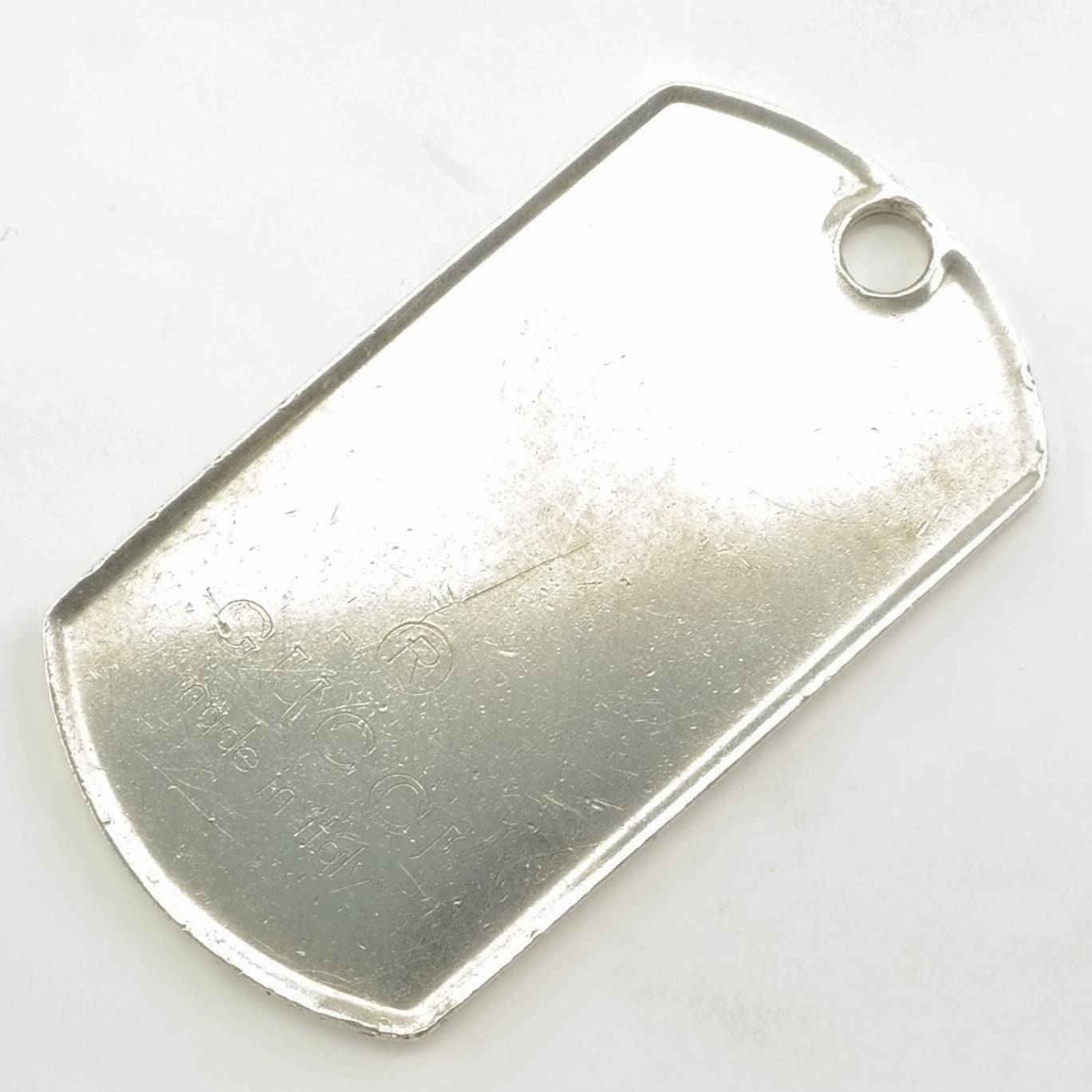 Vintage Gucci Dog Tag Sterling Silver Pendant