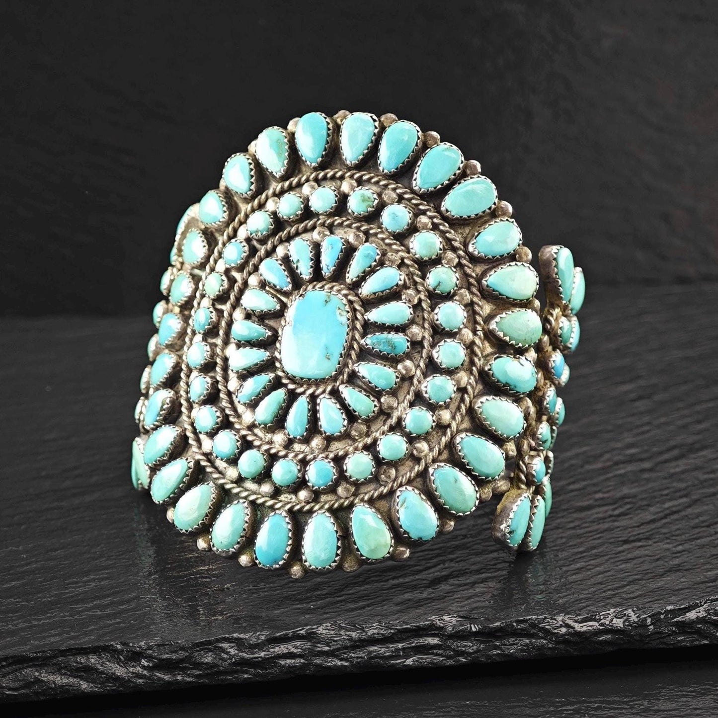 1950's Native American Large Cuff Bracelet Sterling Silver
