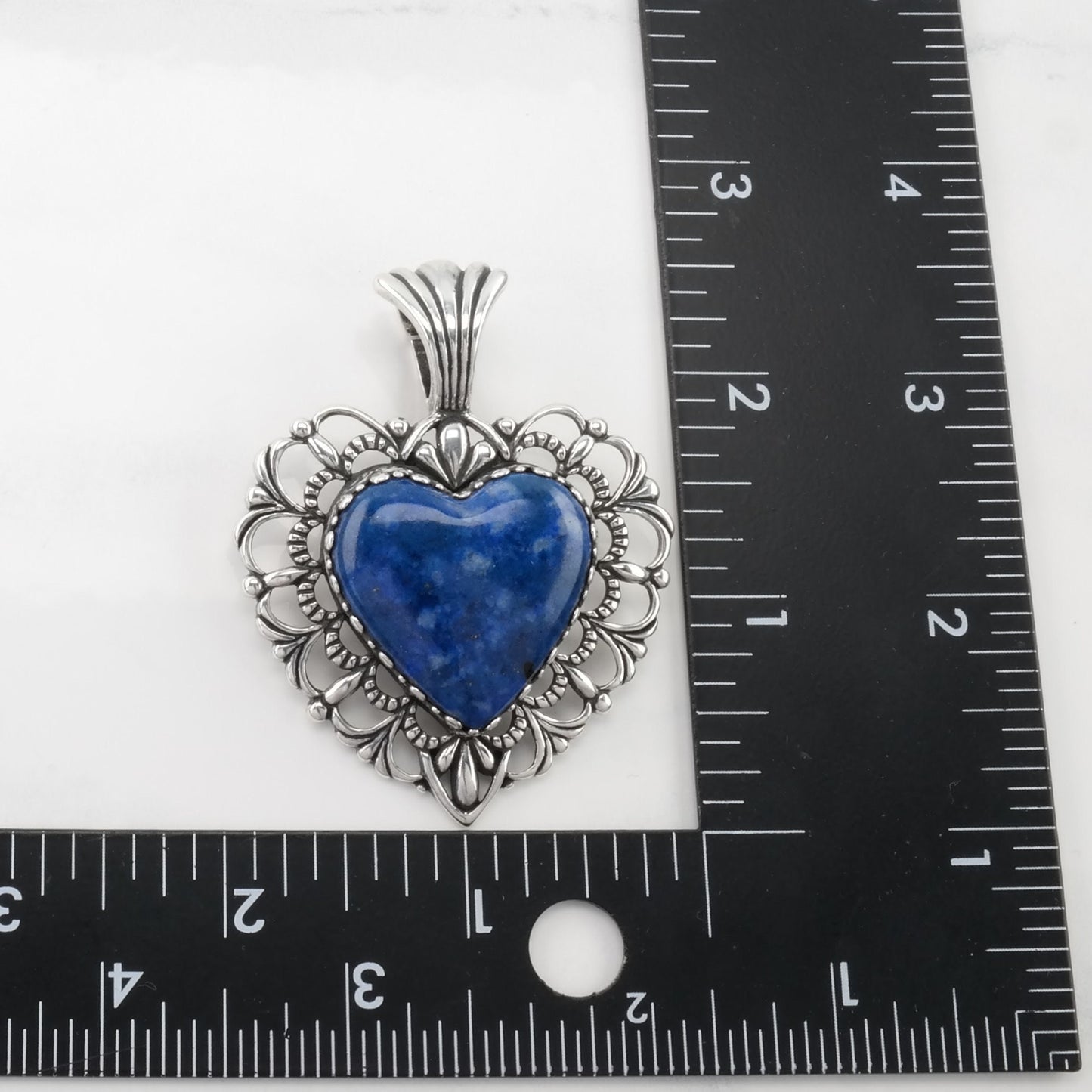 Vintage Carolyn Pollack Lapis Lazuli Heart Sterling Silver Pendant