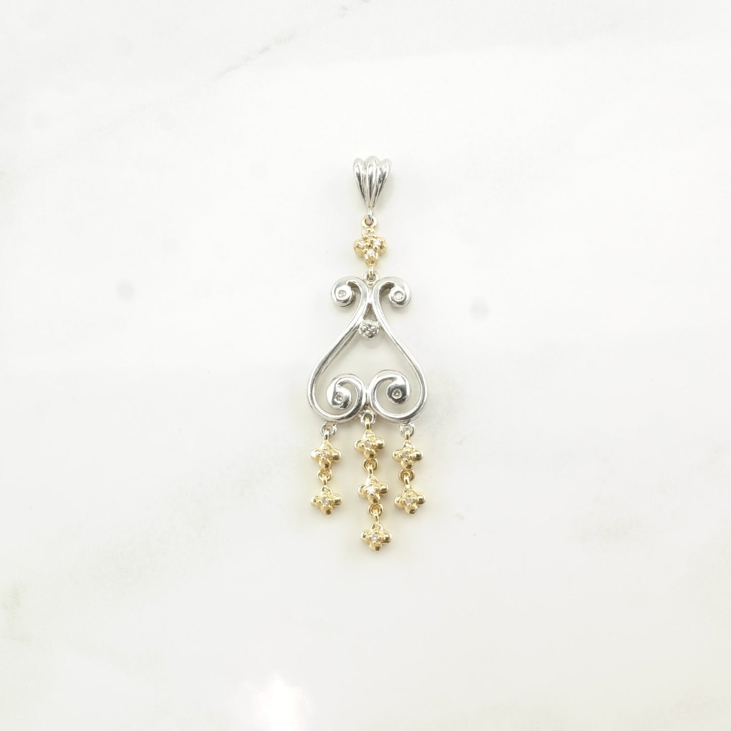 Vintage Diamonds 14k Gold Accent Sterling Silver Pendant