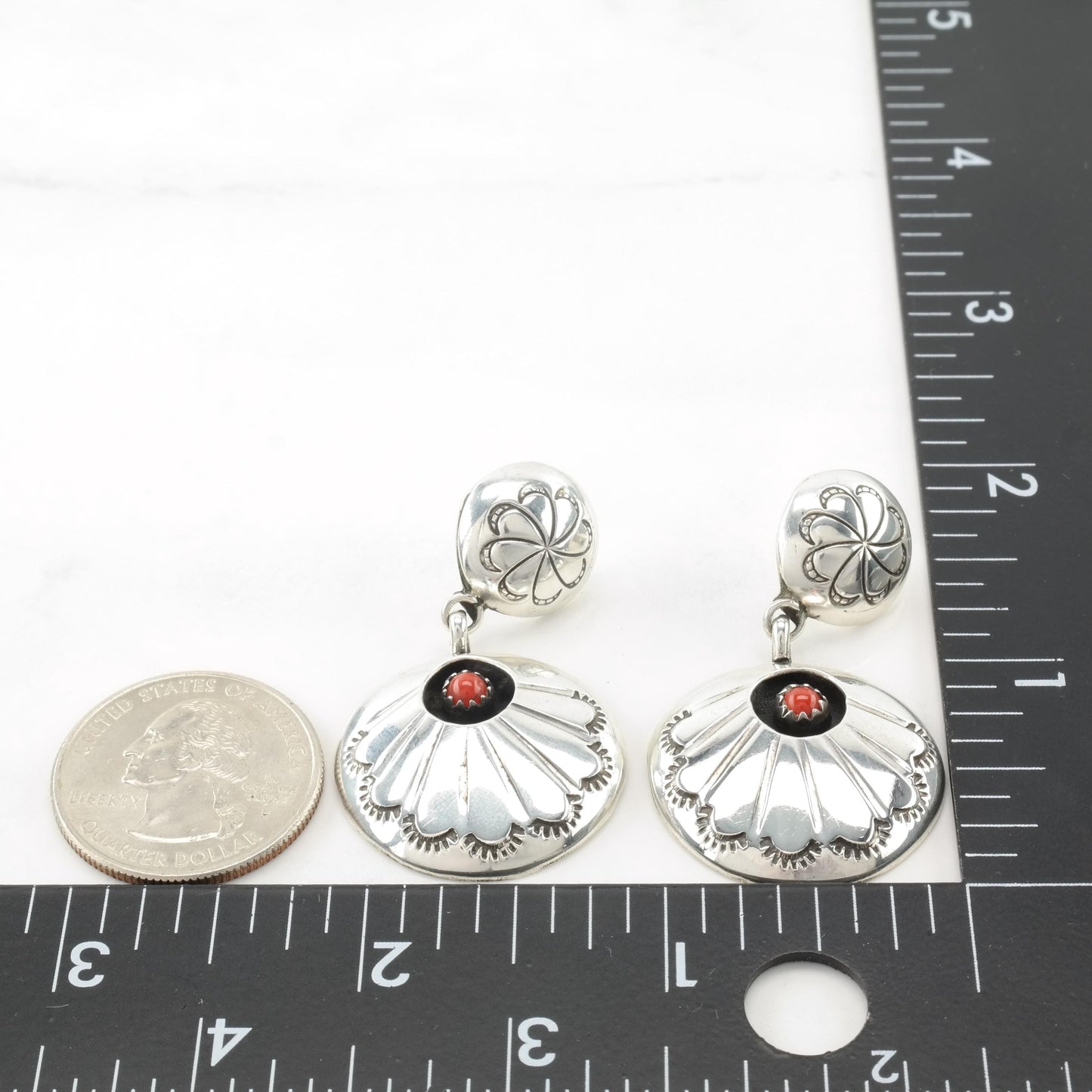 Vintage Native American Sterling Silver Pierced Dangle Earrings