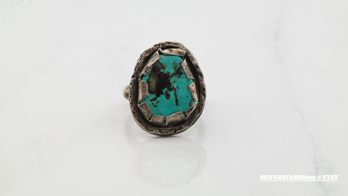 Turquoise Sterling Silver Ring Blue Size 12