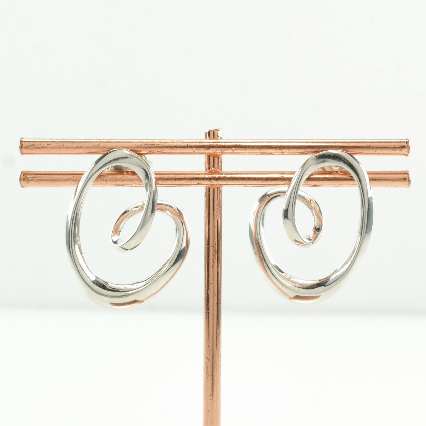 Elle Sterling Silver Abstract Heart Ruby Accent Earrings Stud