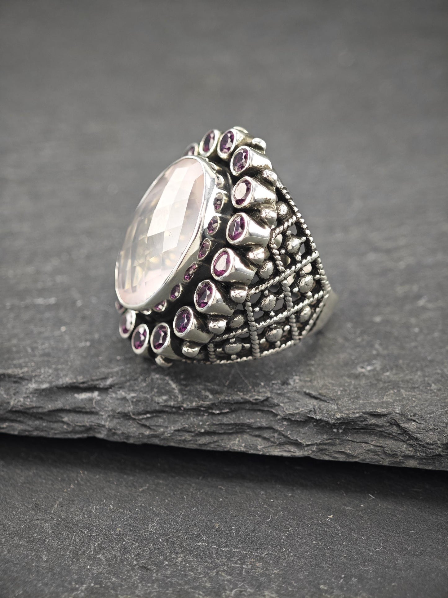 Vintage Nicky Butler Multi-stone Ring Sterling Silver Pink