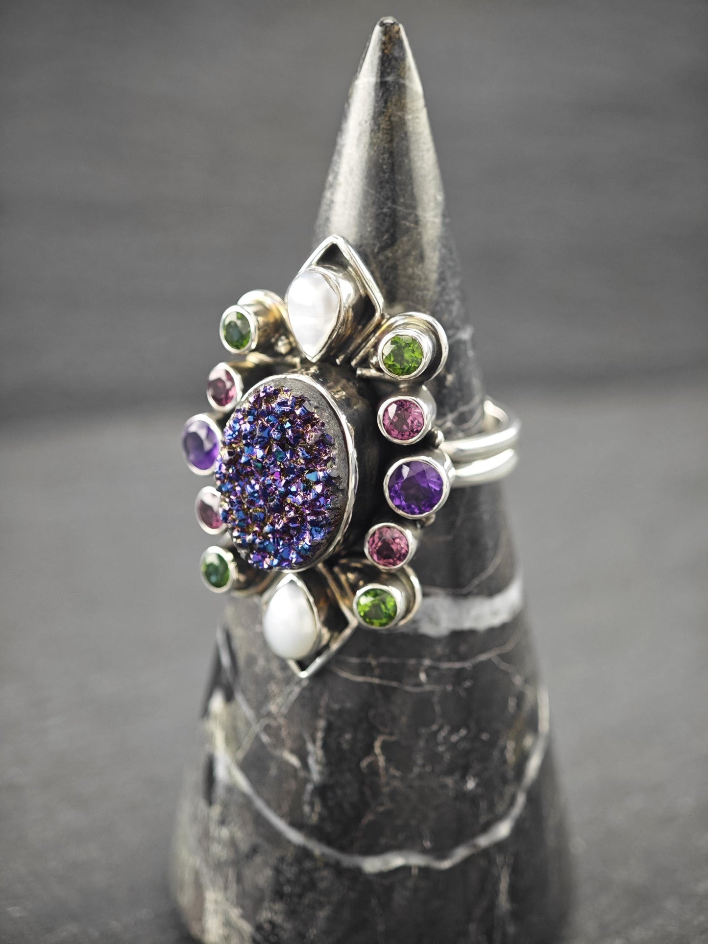 Vintage Nicky Butler Druzy Ring Sterling Silver