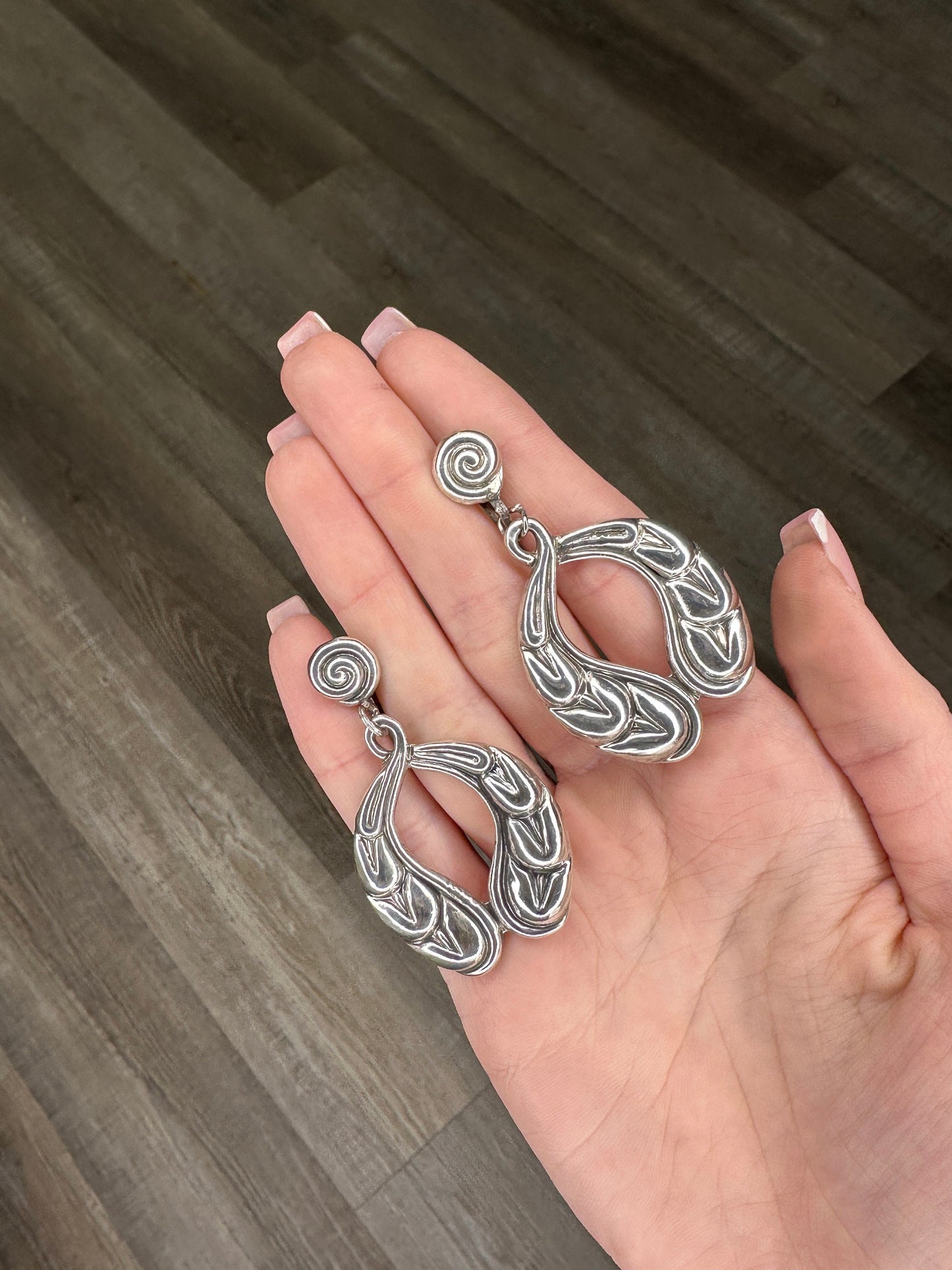 Sterling Silver Repousse Earrings Screw back/Dangle