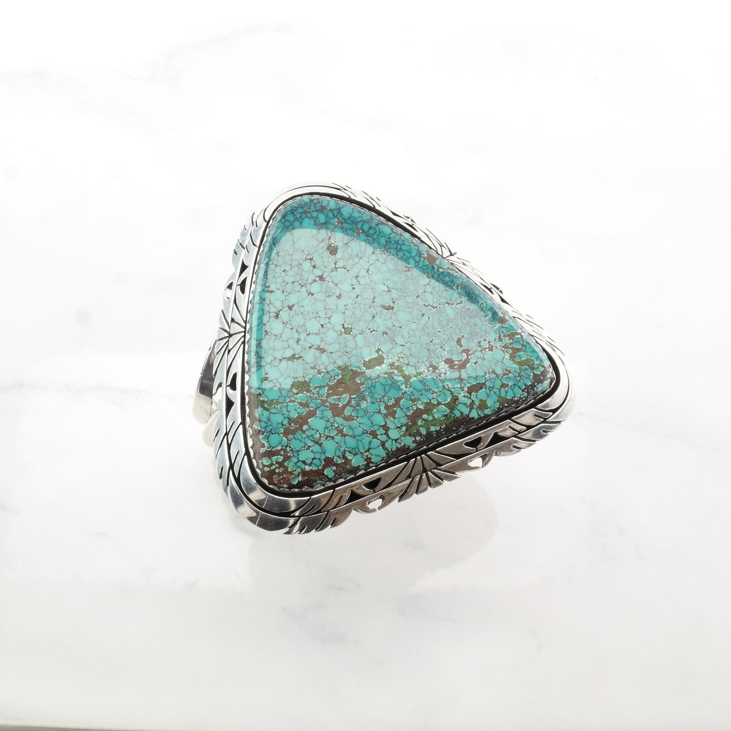 Spiderweb Turquoise Native American Sterling Silver Cuff Bracelet