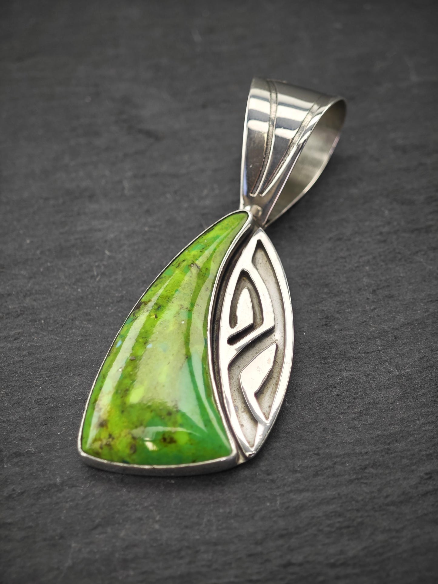 DTR Green Dyed Turquoise Pendant, Sterling Silver