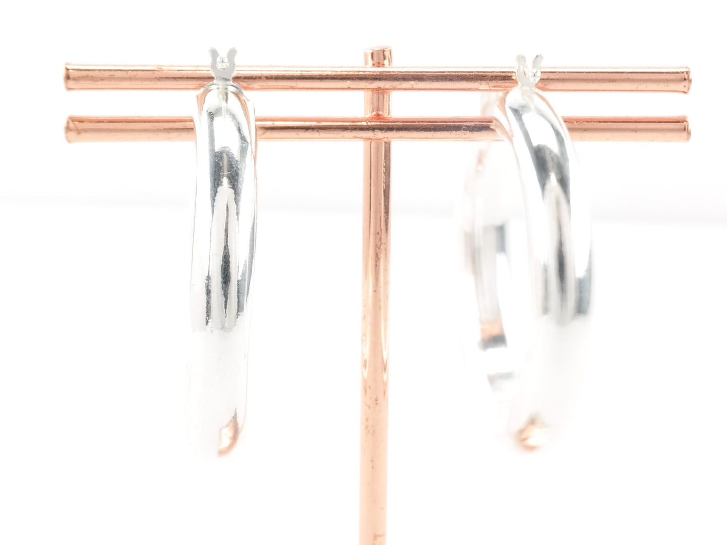 Sterling Silver 5mm Thick Earrings Hoop 1 1/4"