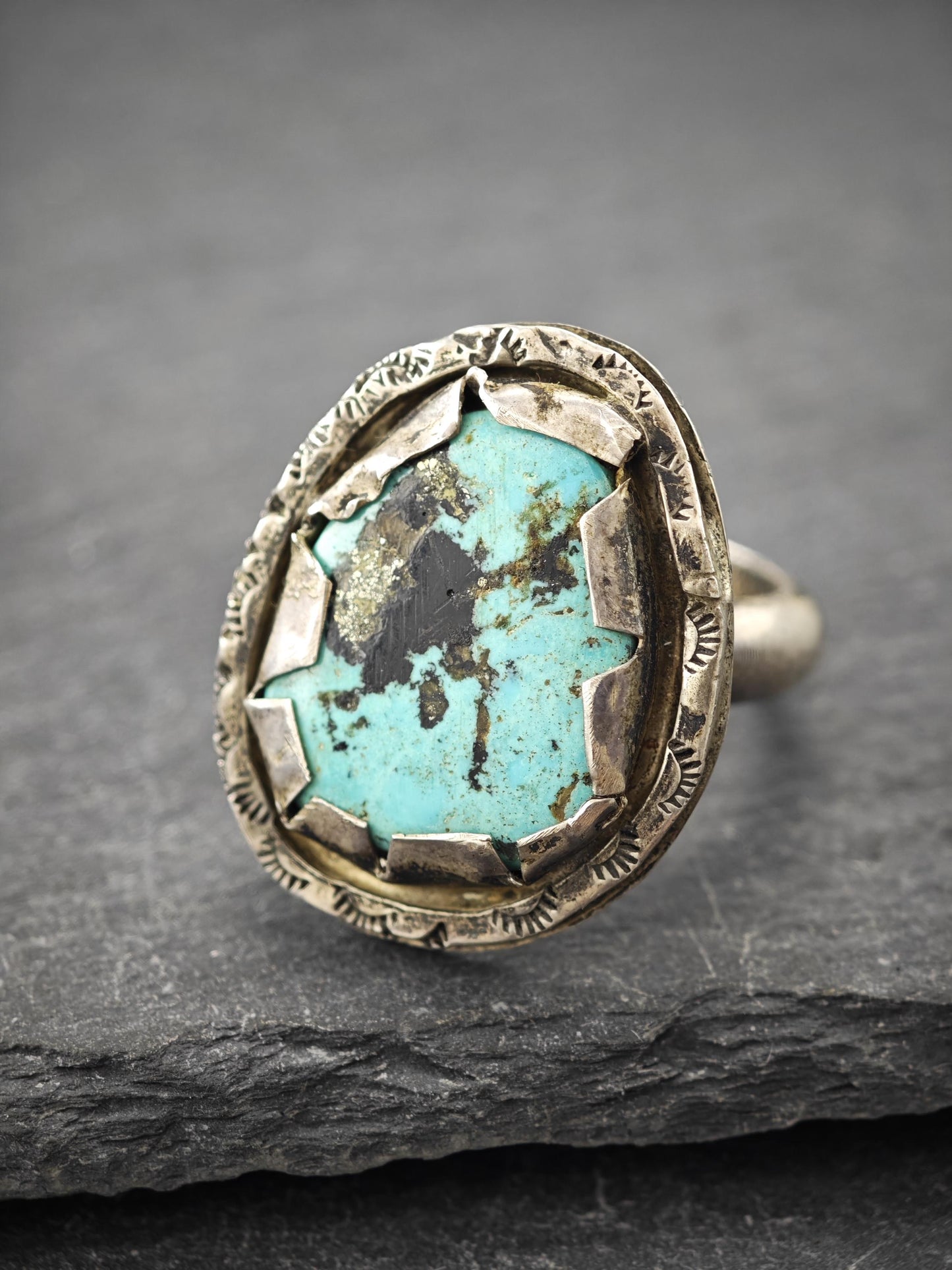 Turquoise Sterling Silver Ring Blue Size 12